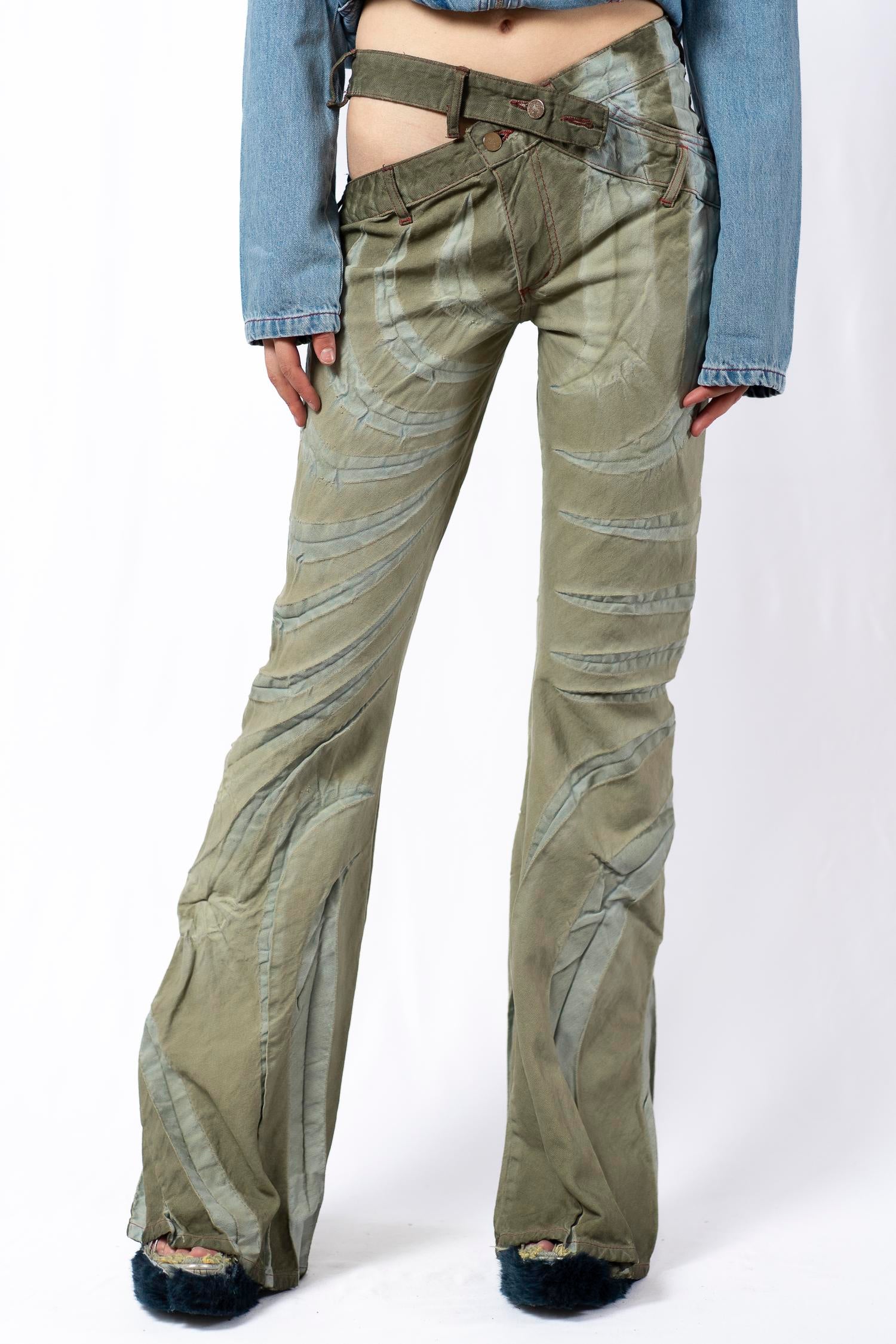 Tribal bias cut jean