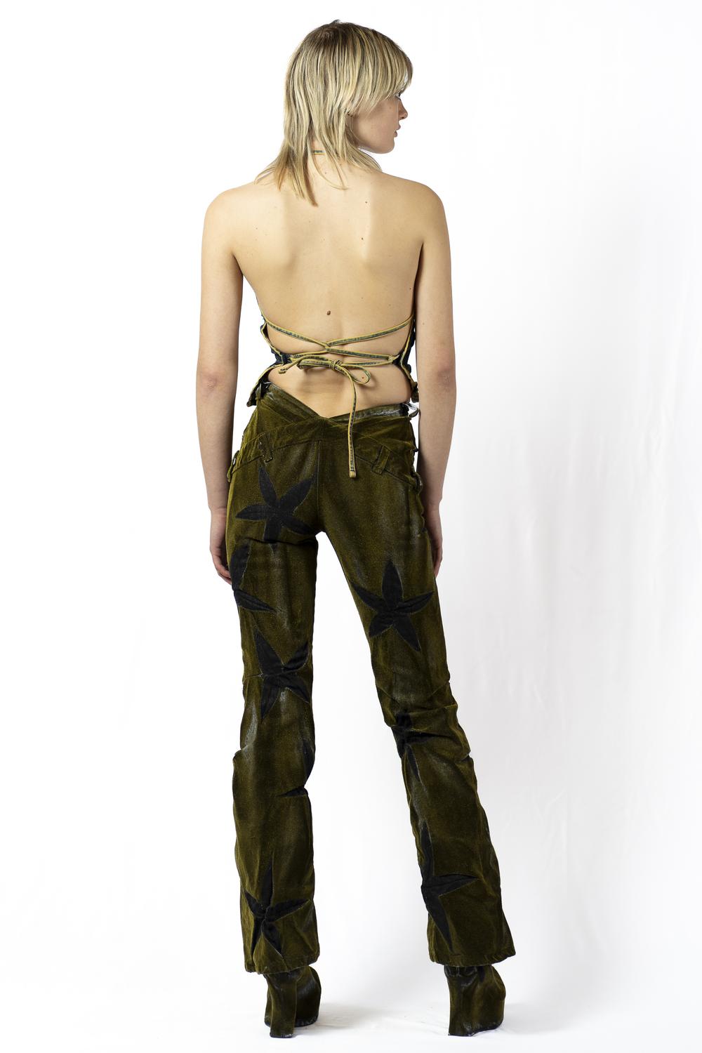 Cowl neck ripples top denim