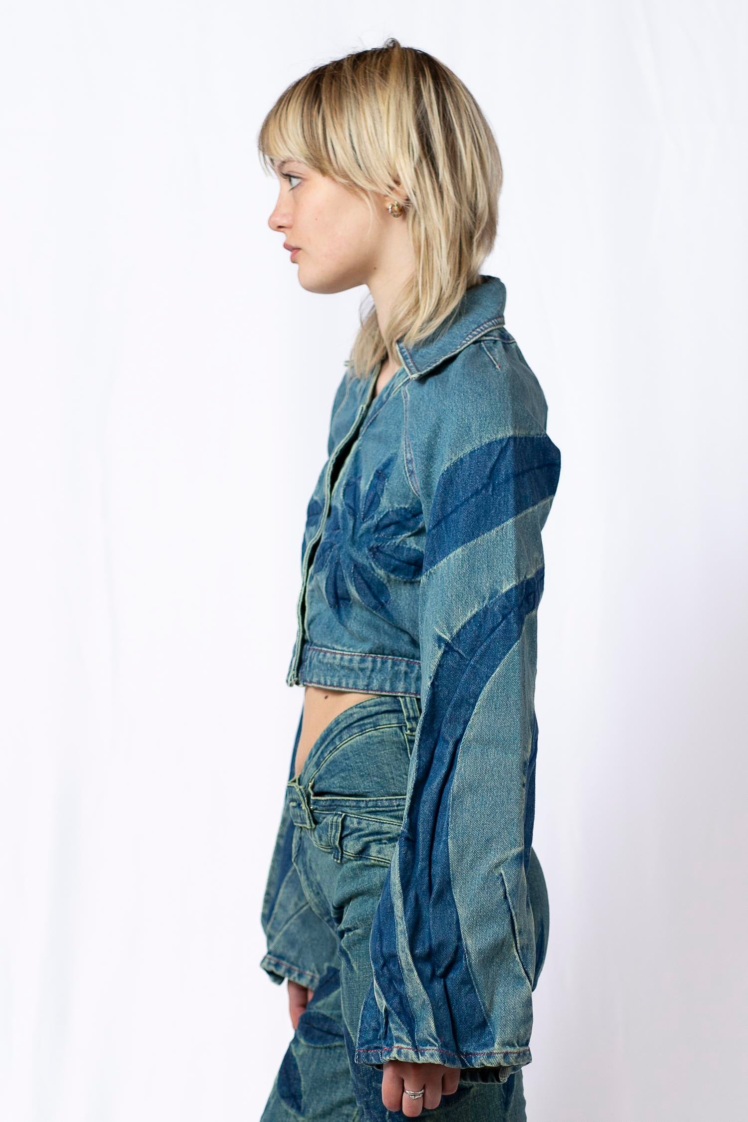 Tribal raglan denim jacket