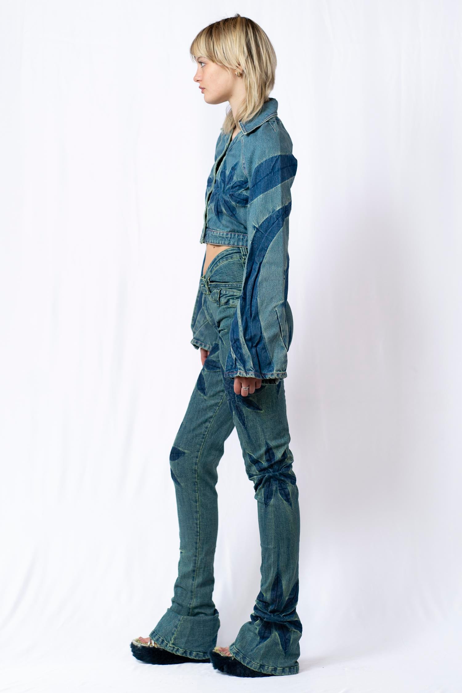 Tribal raglan denim jacket