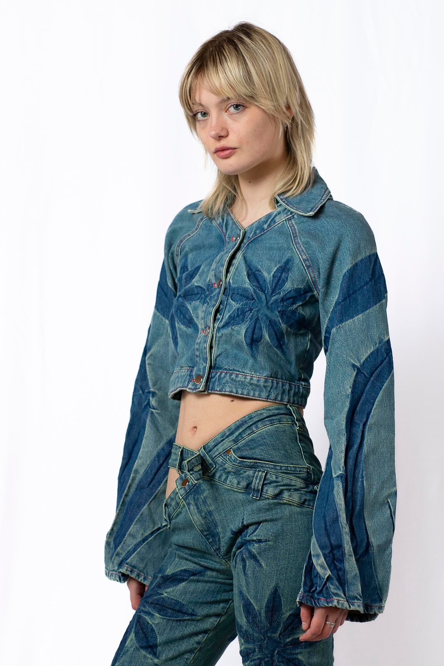 Tribal raglan denim jacket