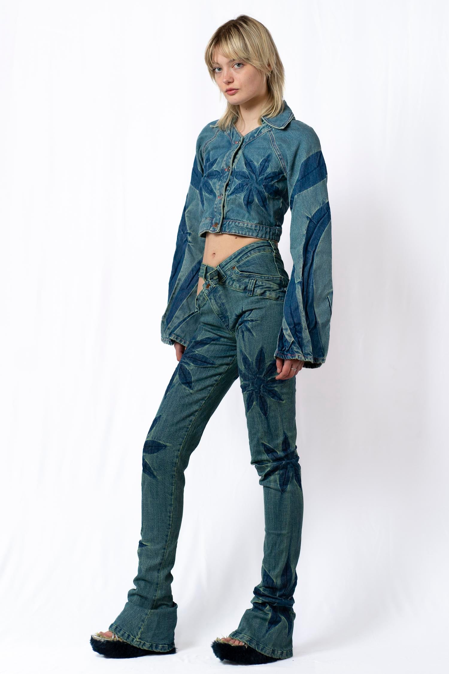 Tribal raglan denim jacket