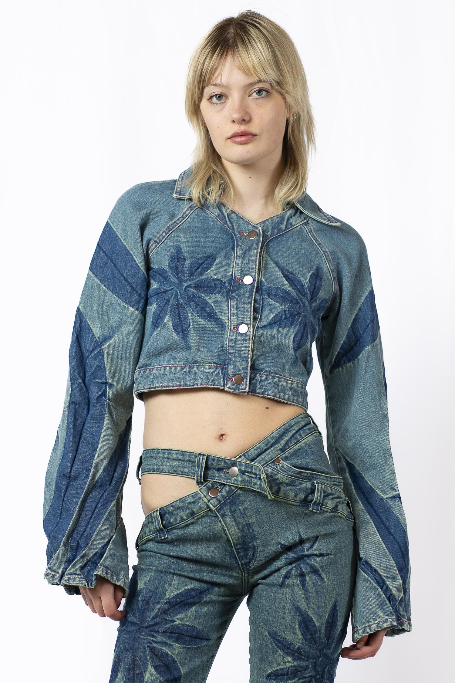 Tribal raglan denim jacket