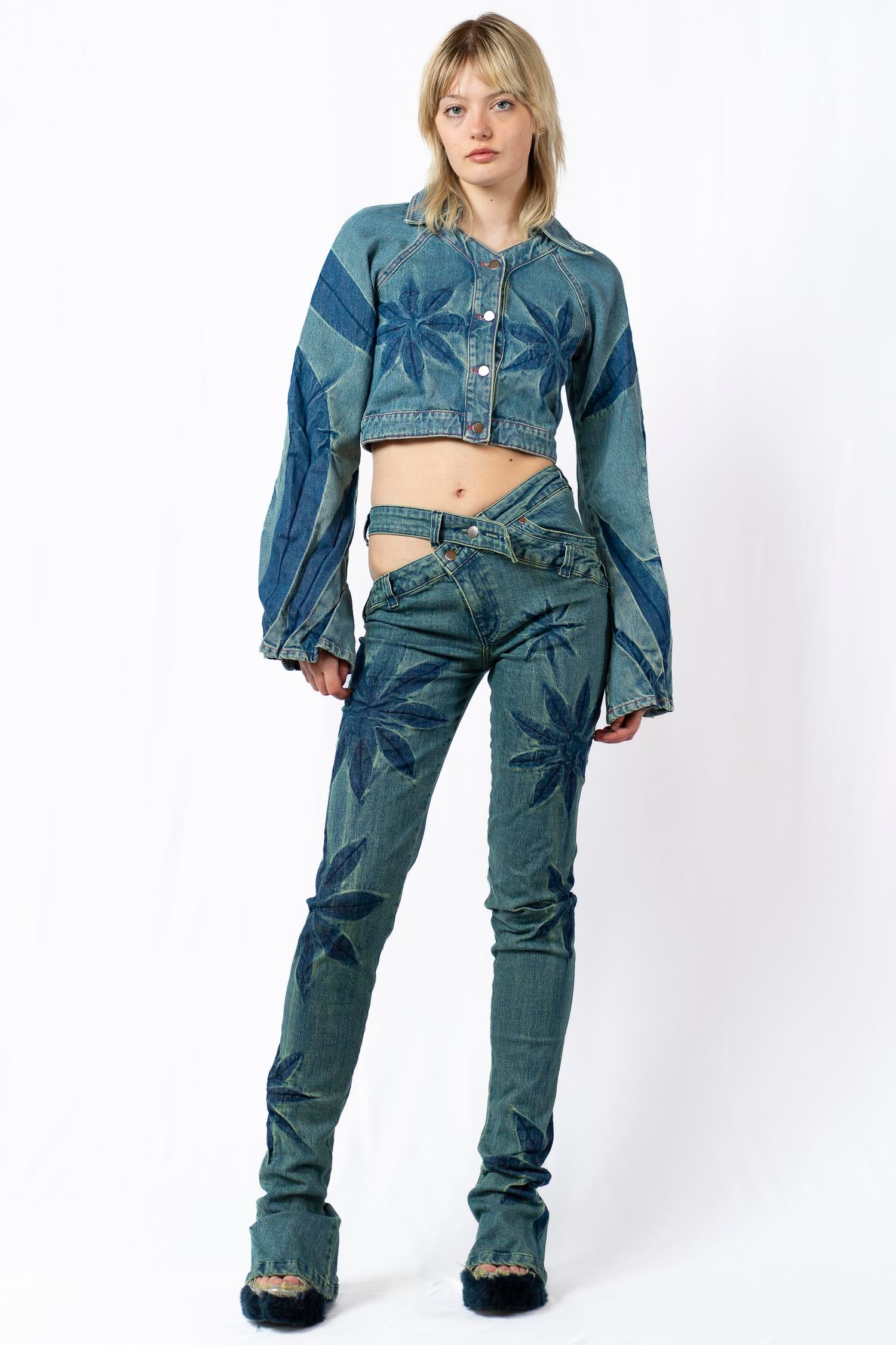 Tribal raglan denim jacket