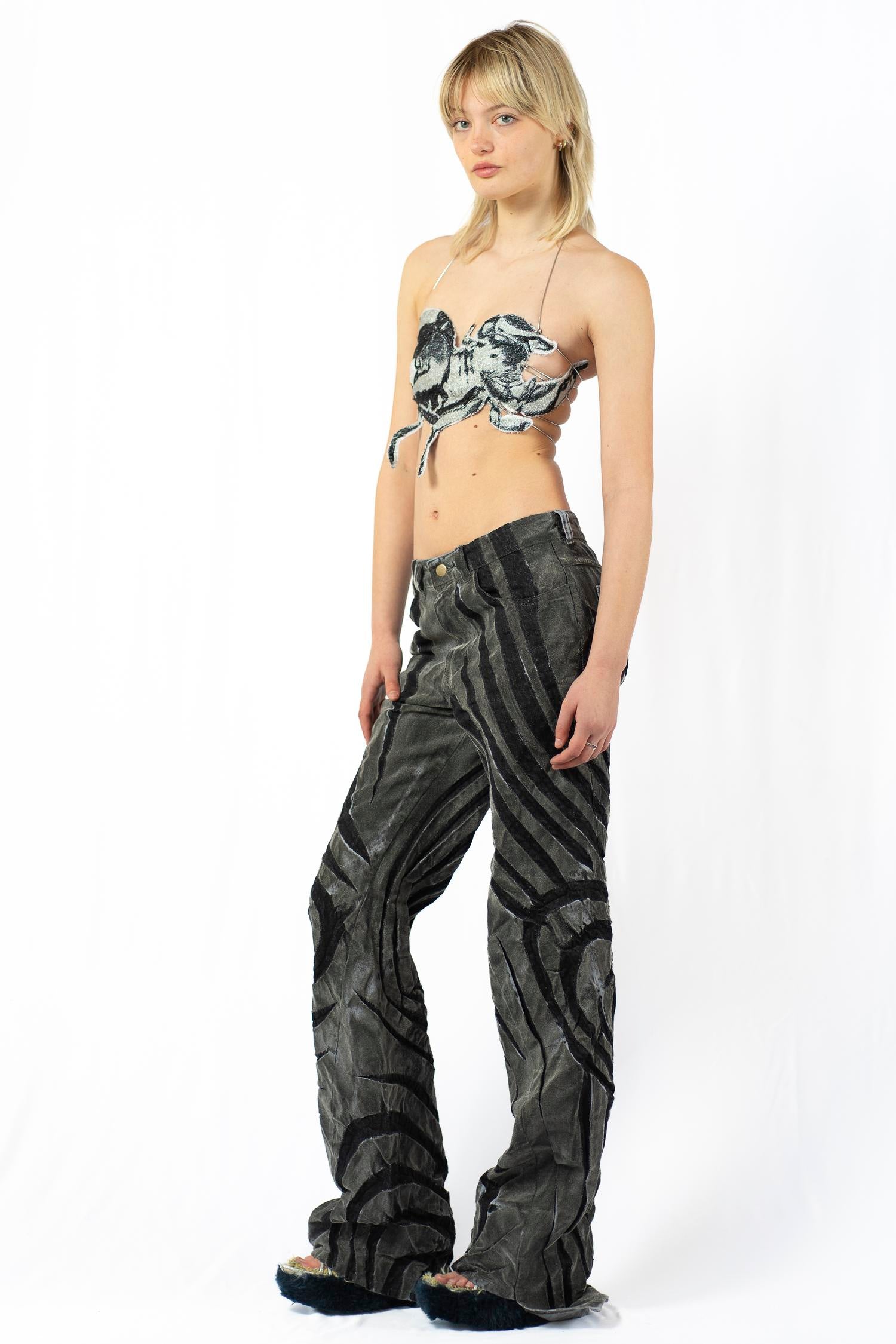 Silver heart flock boyfriend jeans