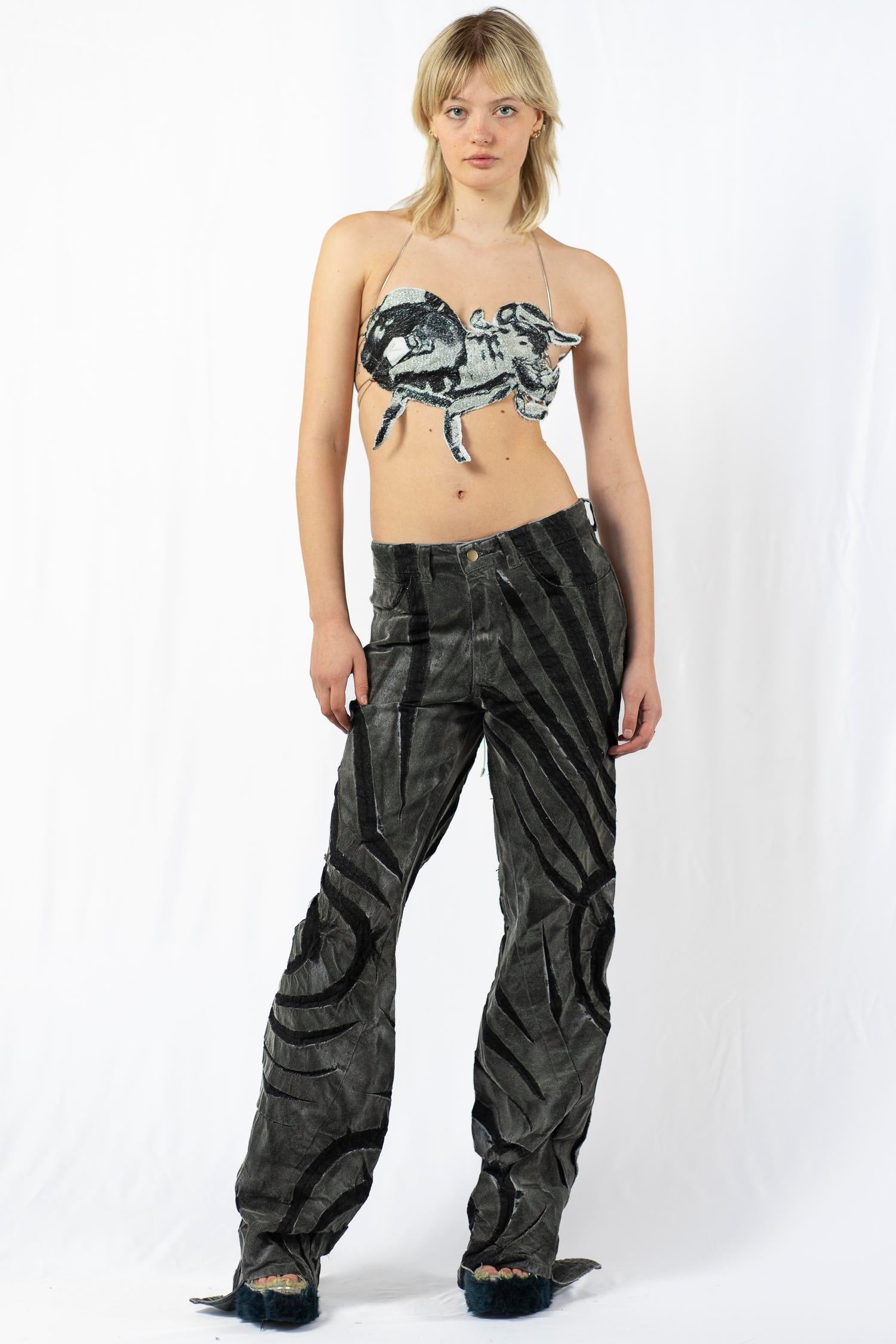 Silver heart flock boyfriend jeans