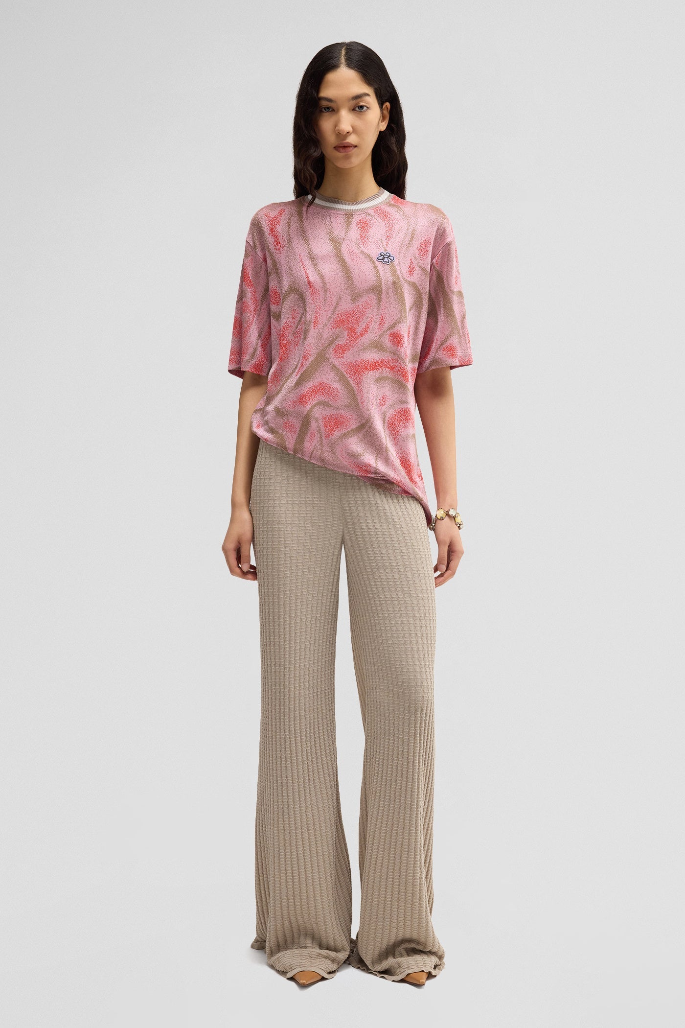 No collar - jacquard t - pink sand