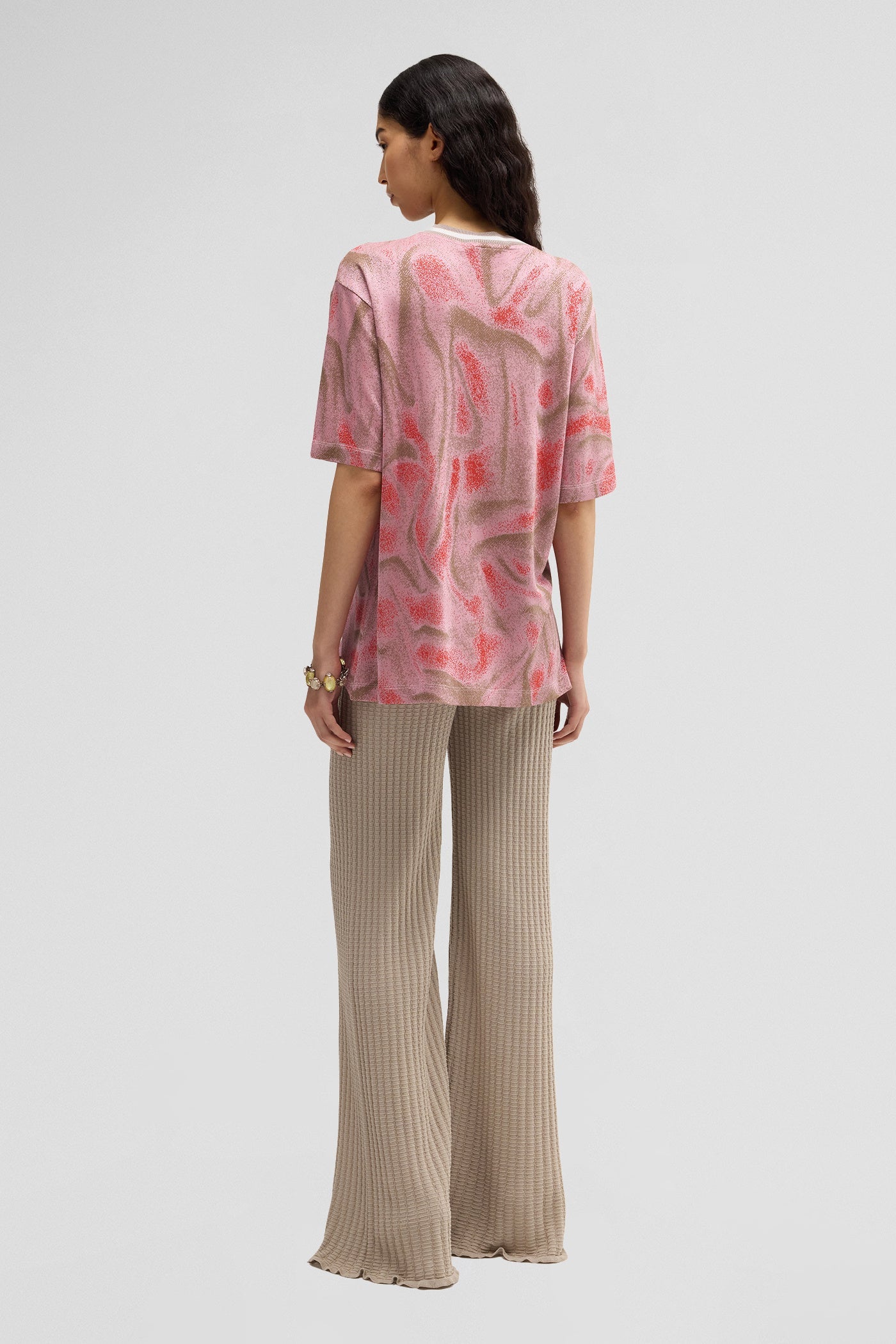No collar - jacquard t - pink sand