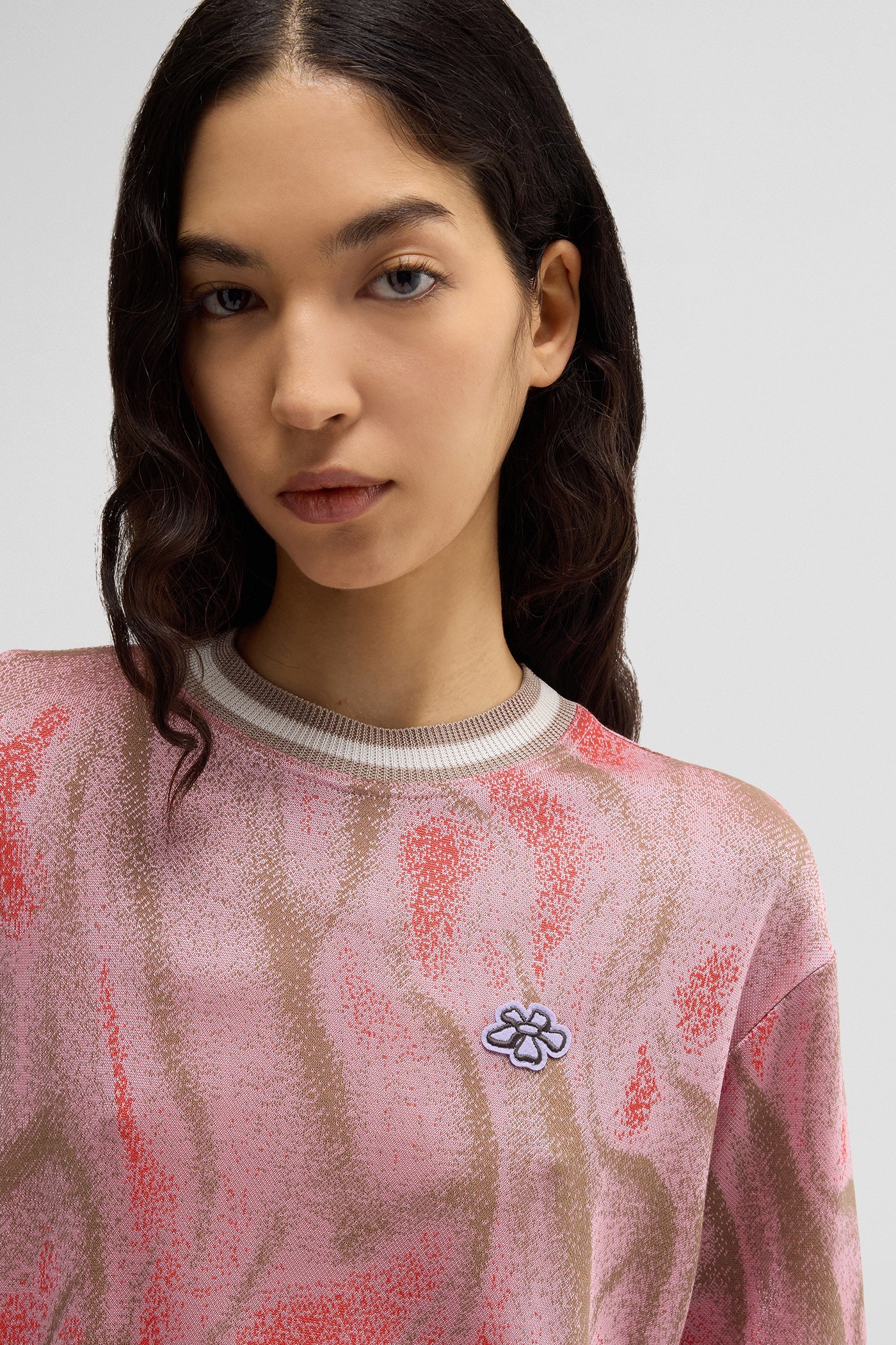 No collar - jacquard t - pink sand