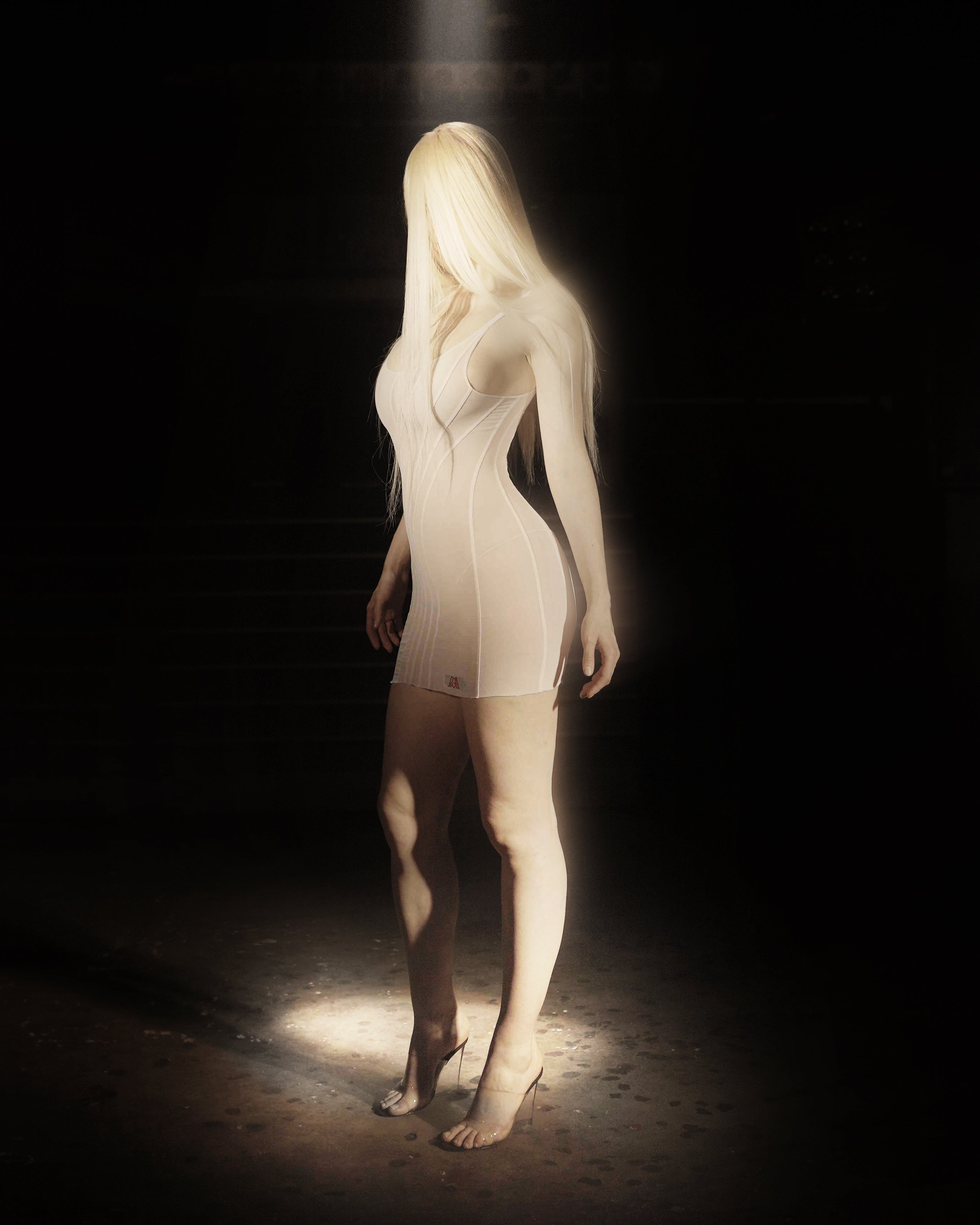 Twisted slip dress white