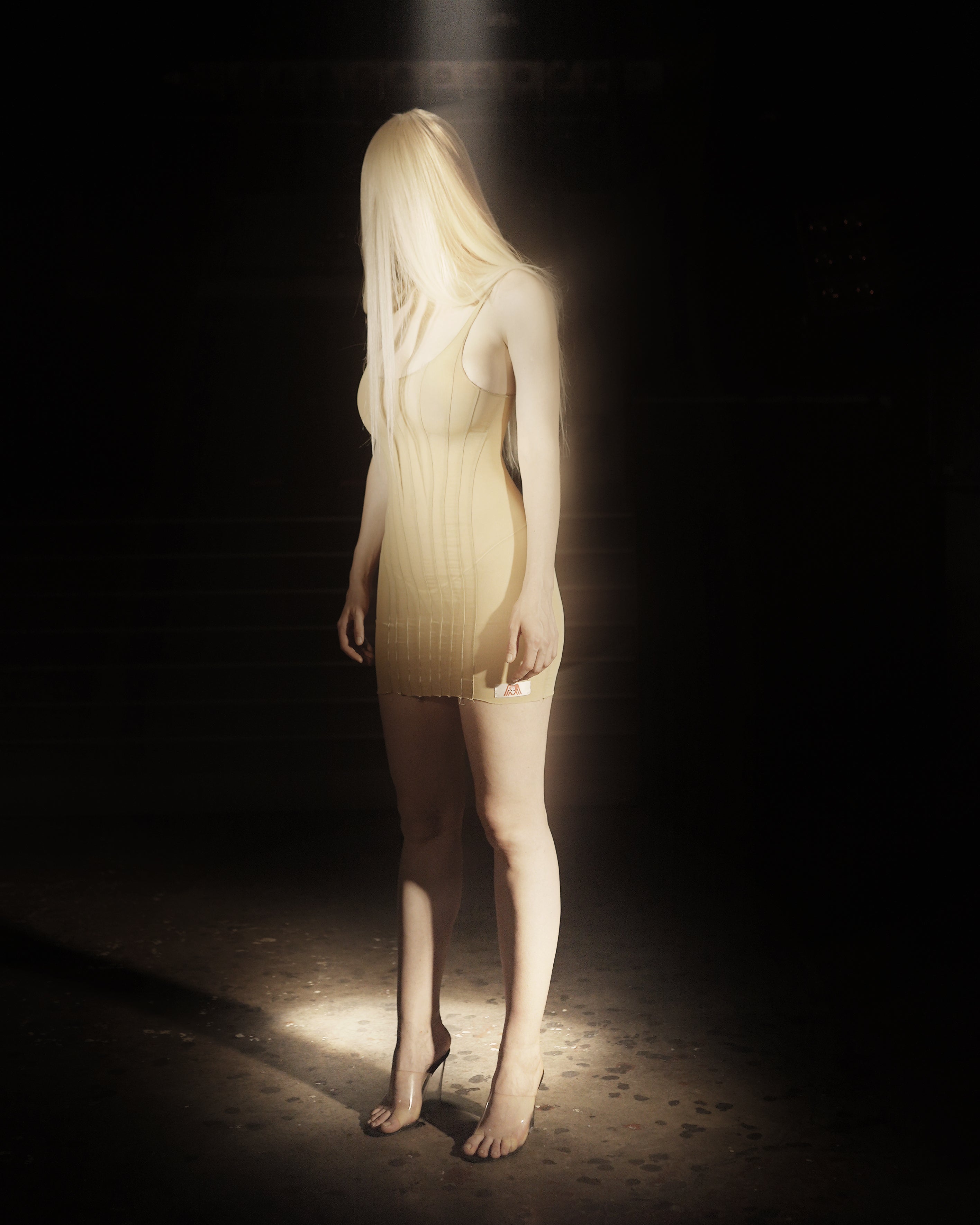 Twisted slip dress beige