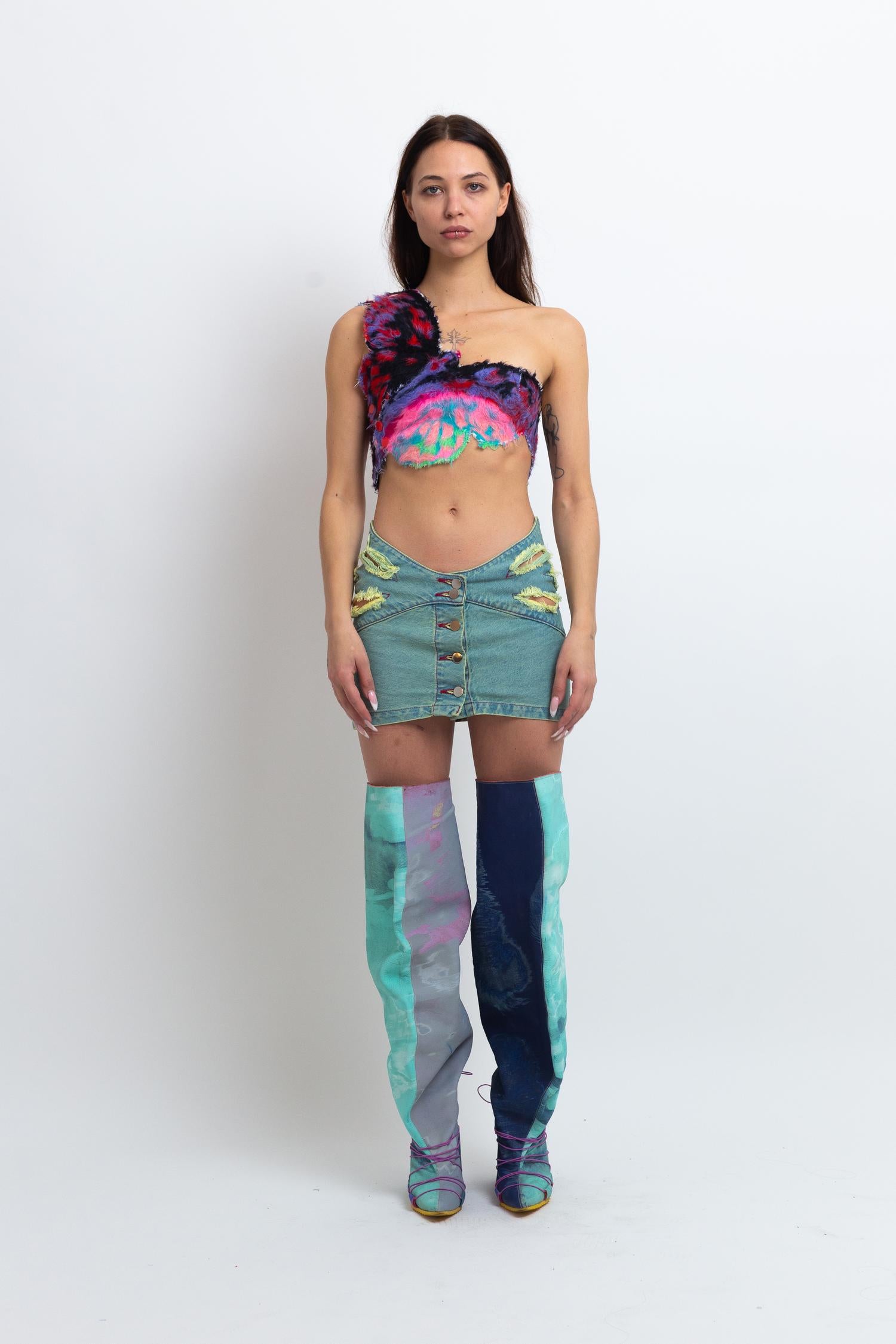Butterfly waistband mini skirt