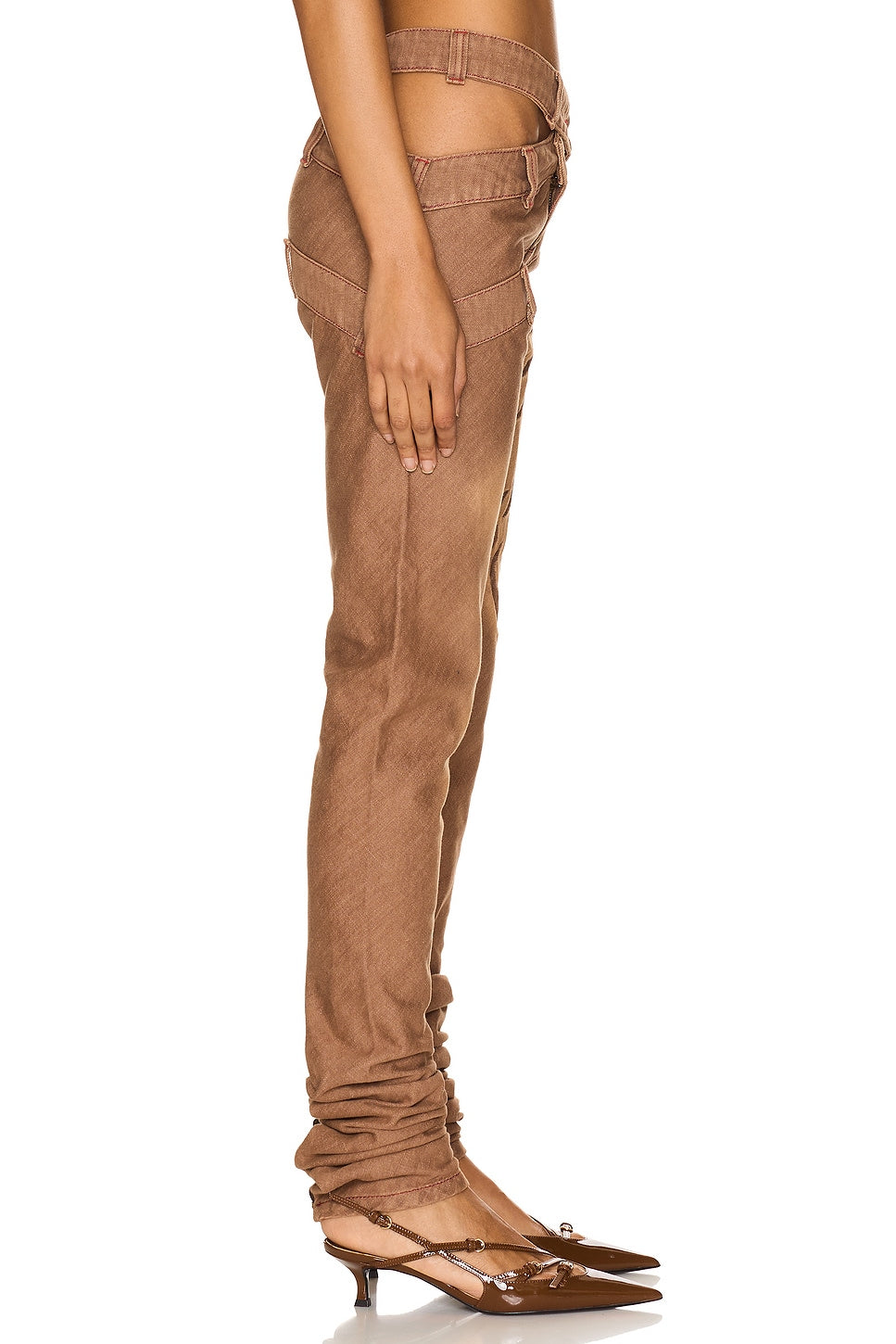 Skinny Bias Cut 
Jeans With Back 
Zips