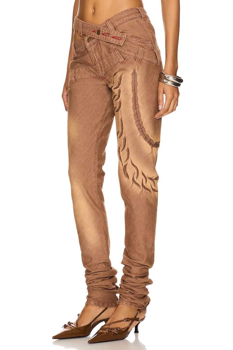 Skinny Bias Cut 
Jeans With Back 
Zips