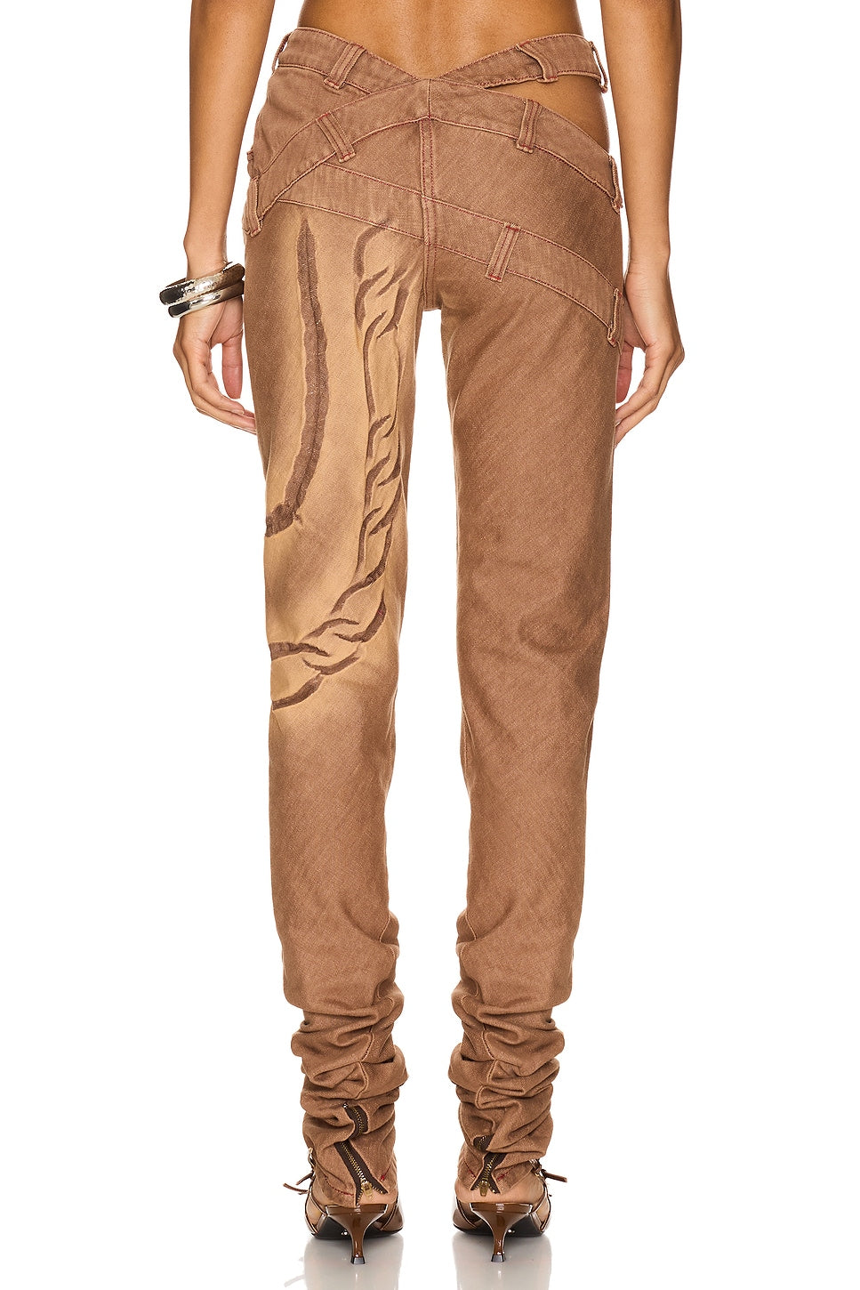 Skinny Bias Cut 
Jeans With Back 
Zips