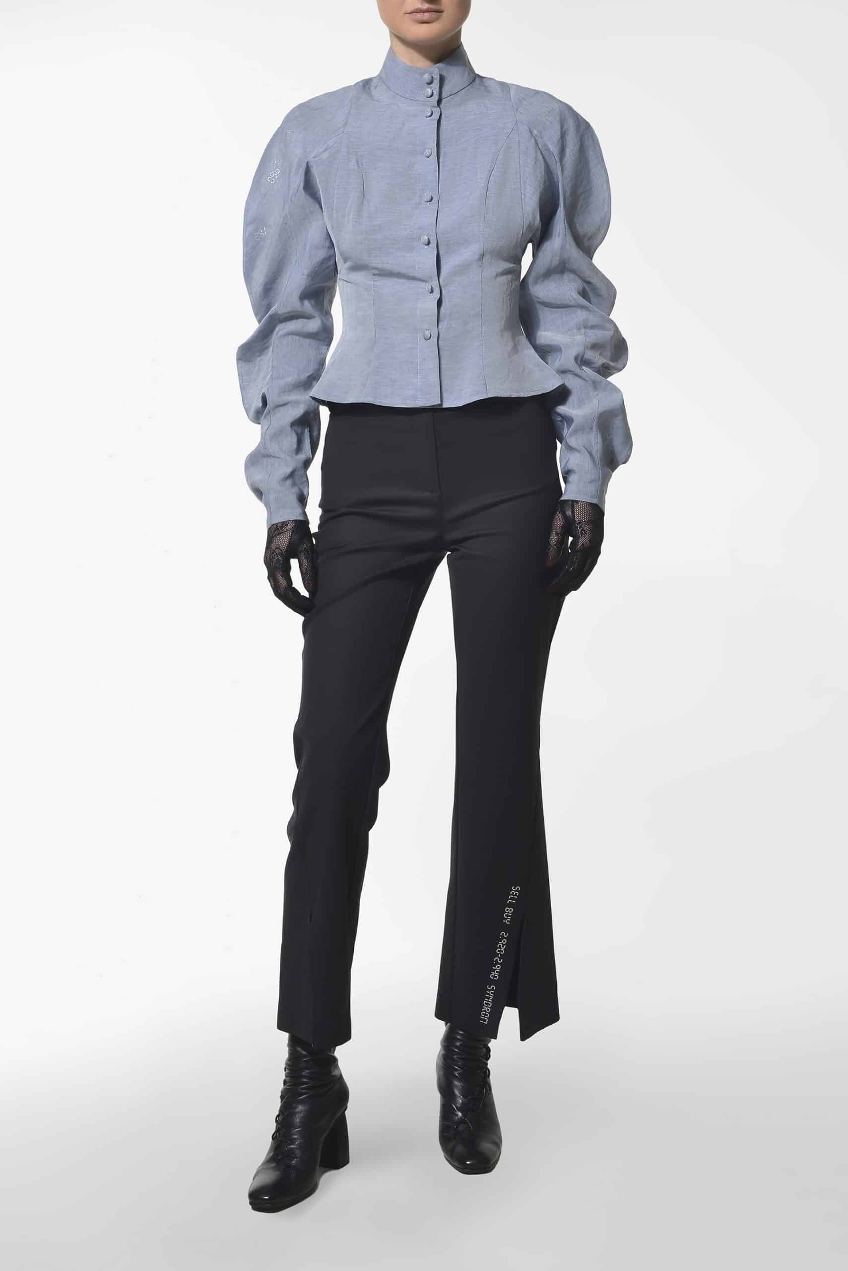 Sky blue long-sleeved shirt