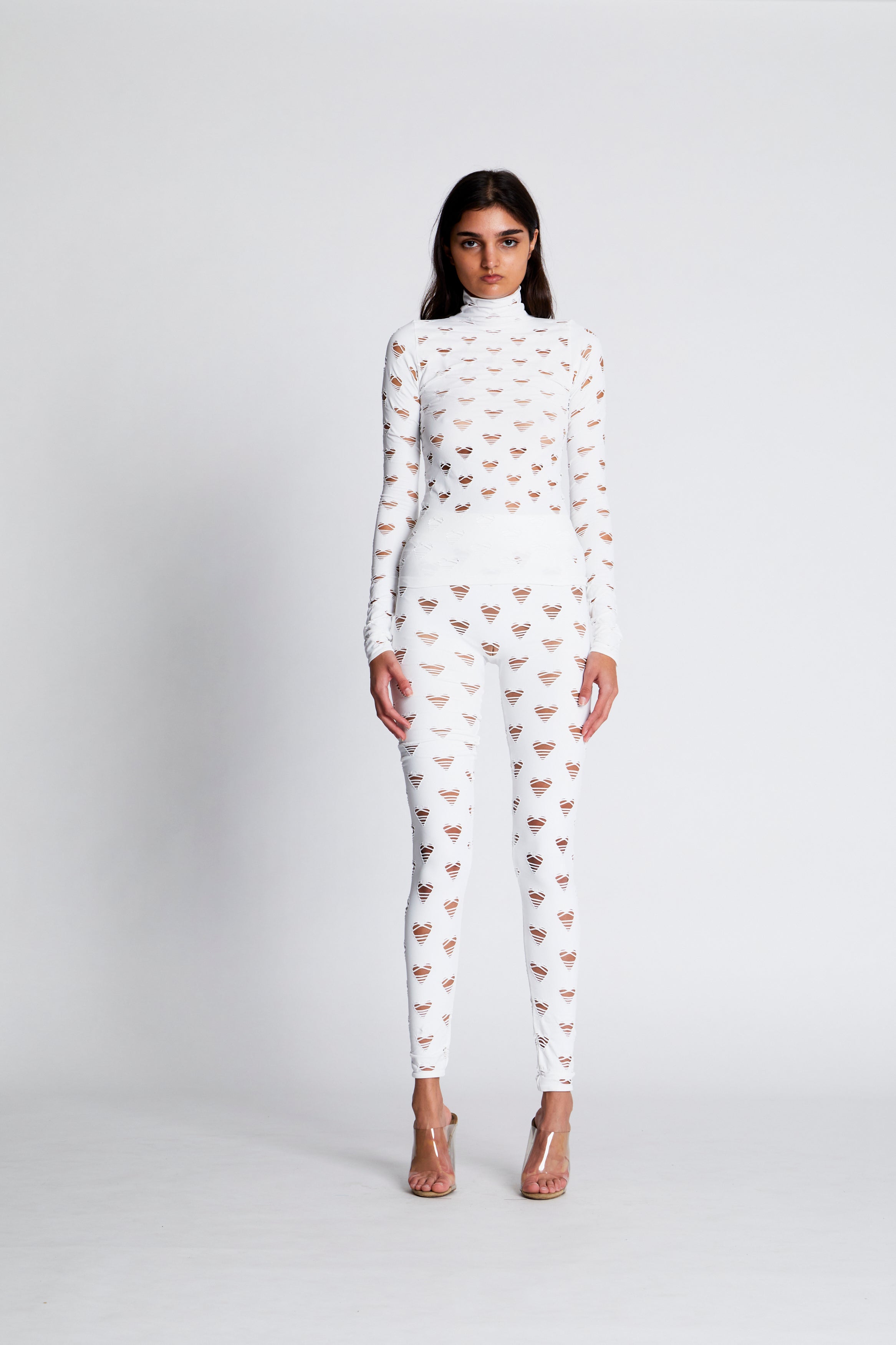 Perforated heart turtleneck