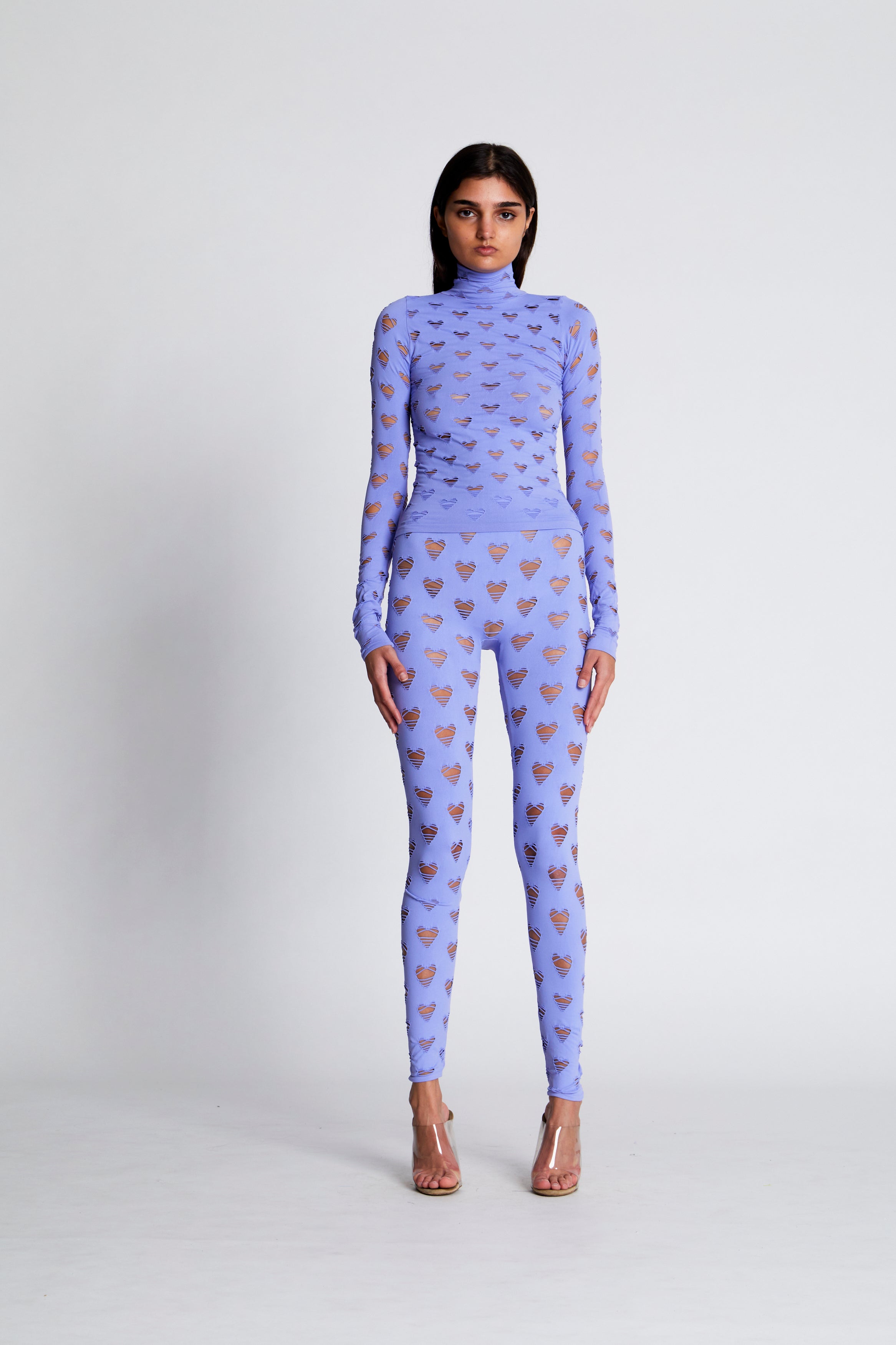 Perforated heart turtleneck