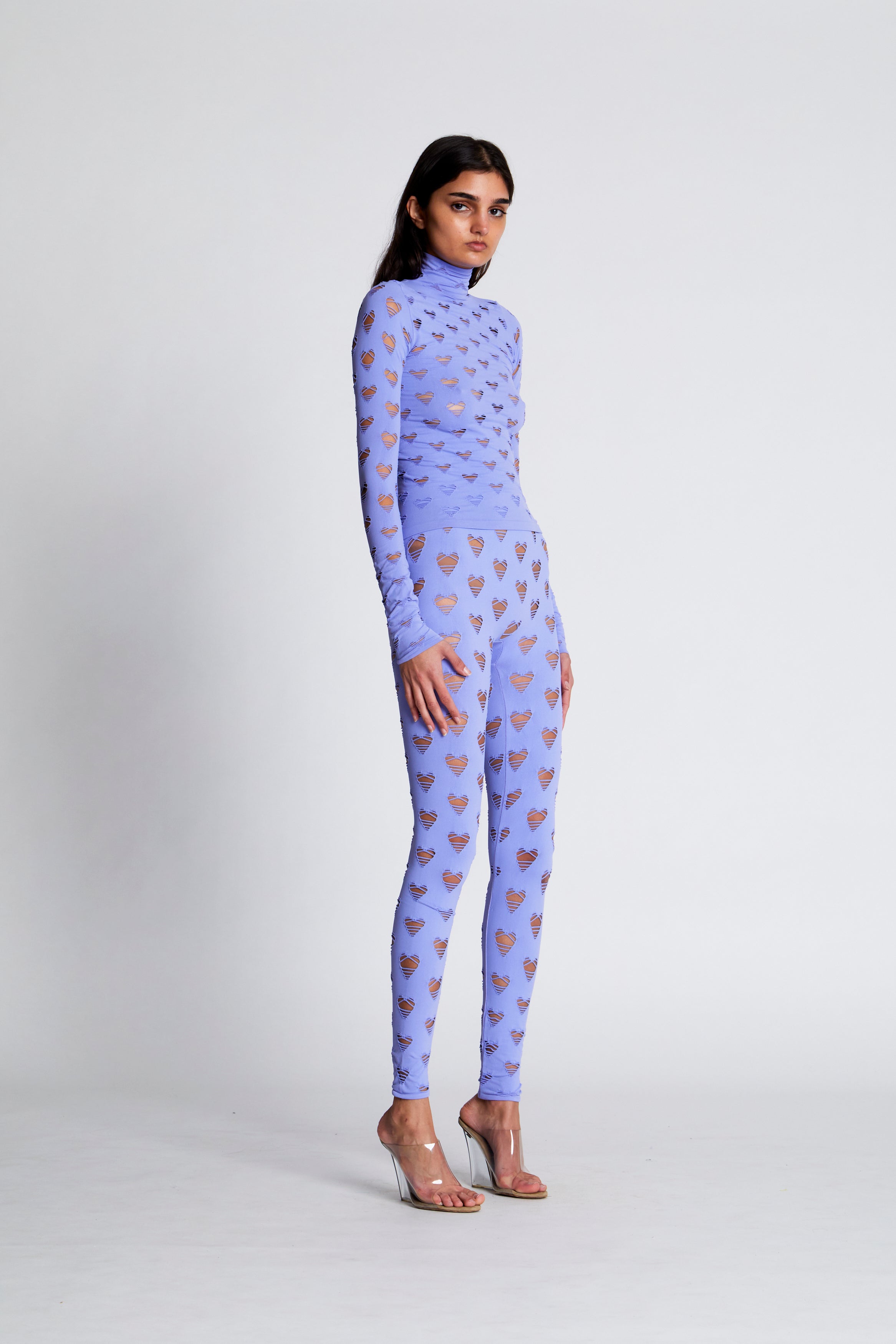 Perforated heart turtleneck