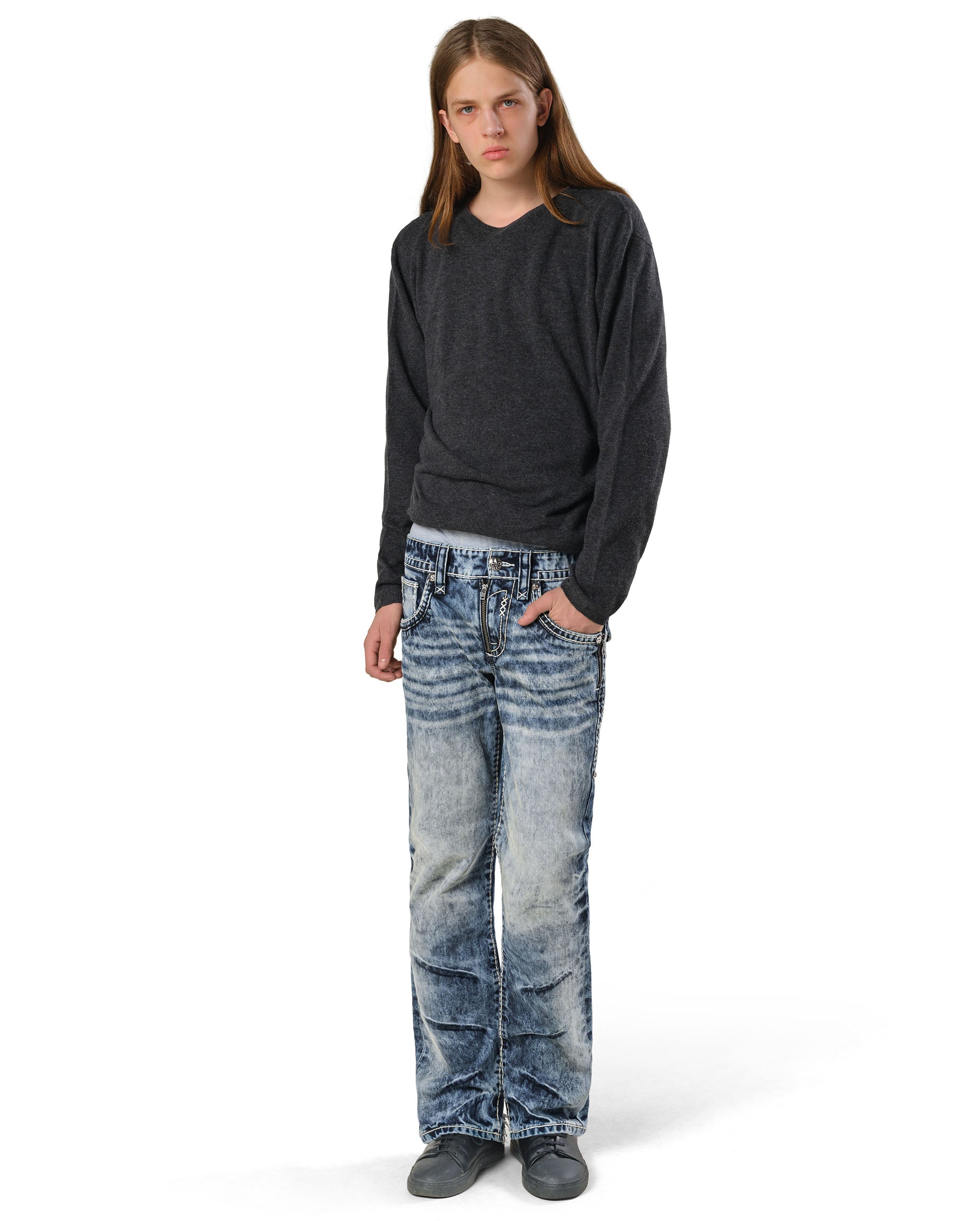 Rock revival bleach slim denim