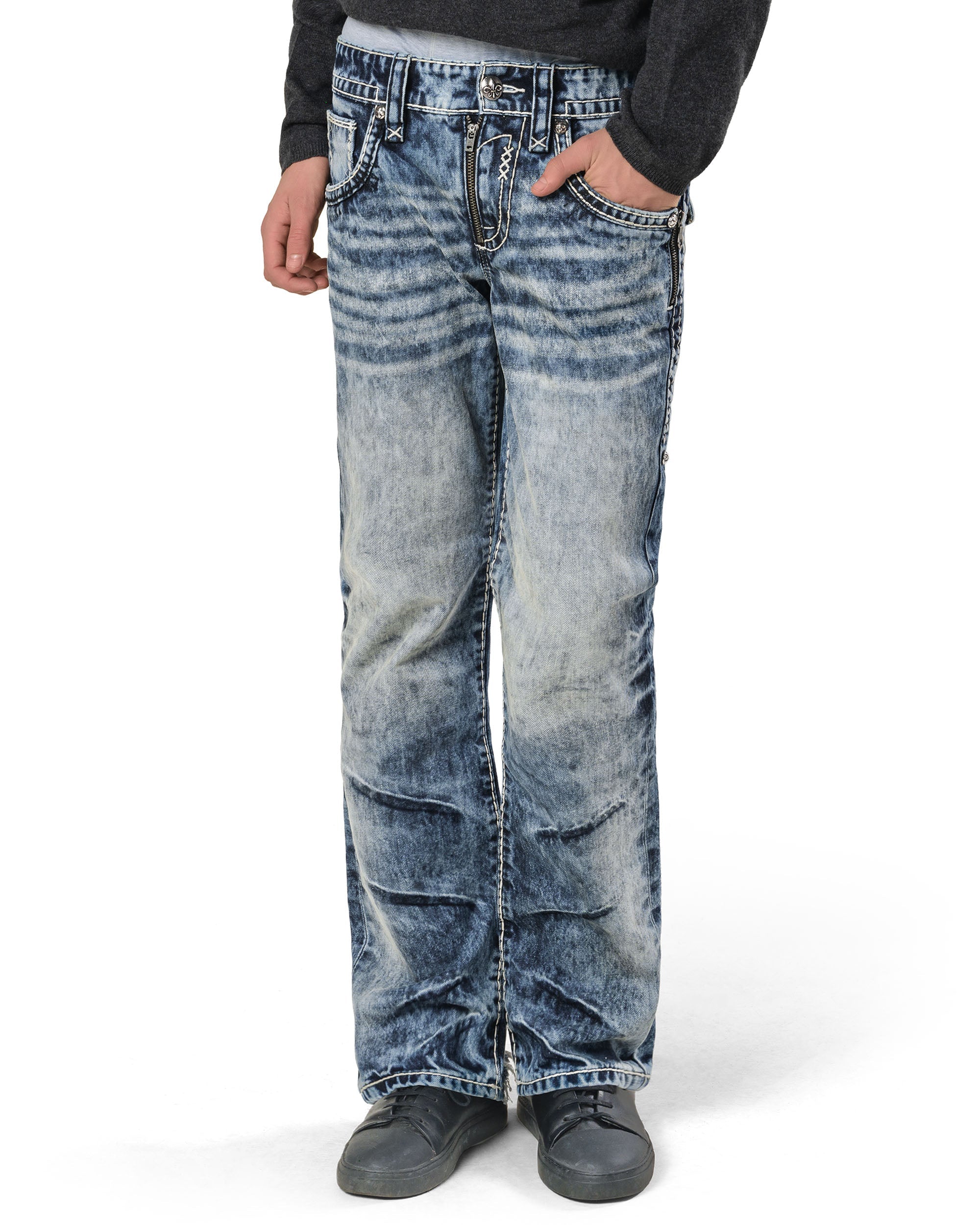 Rock revival bleach slim denim