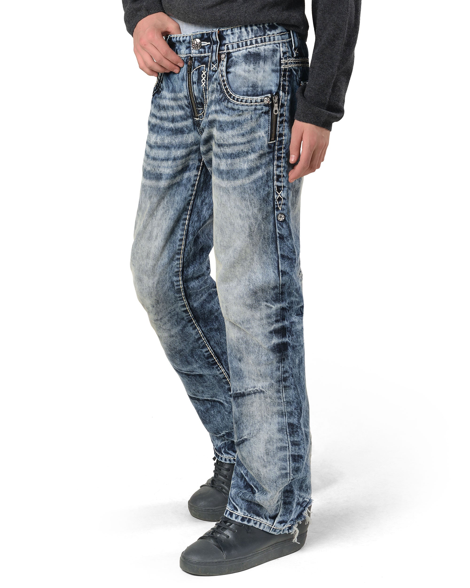Rock revival bleach slim denim