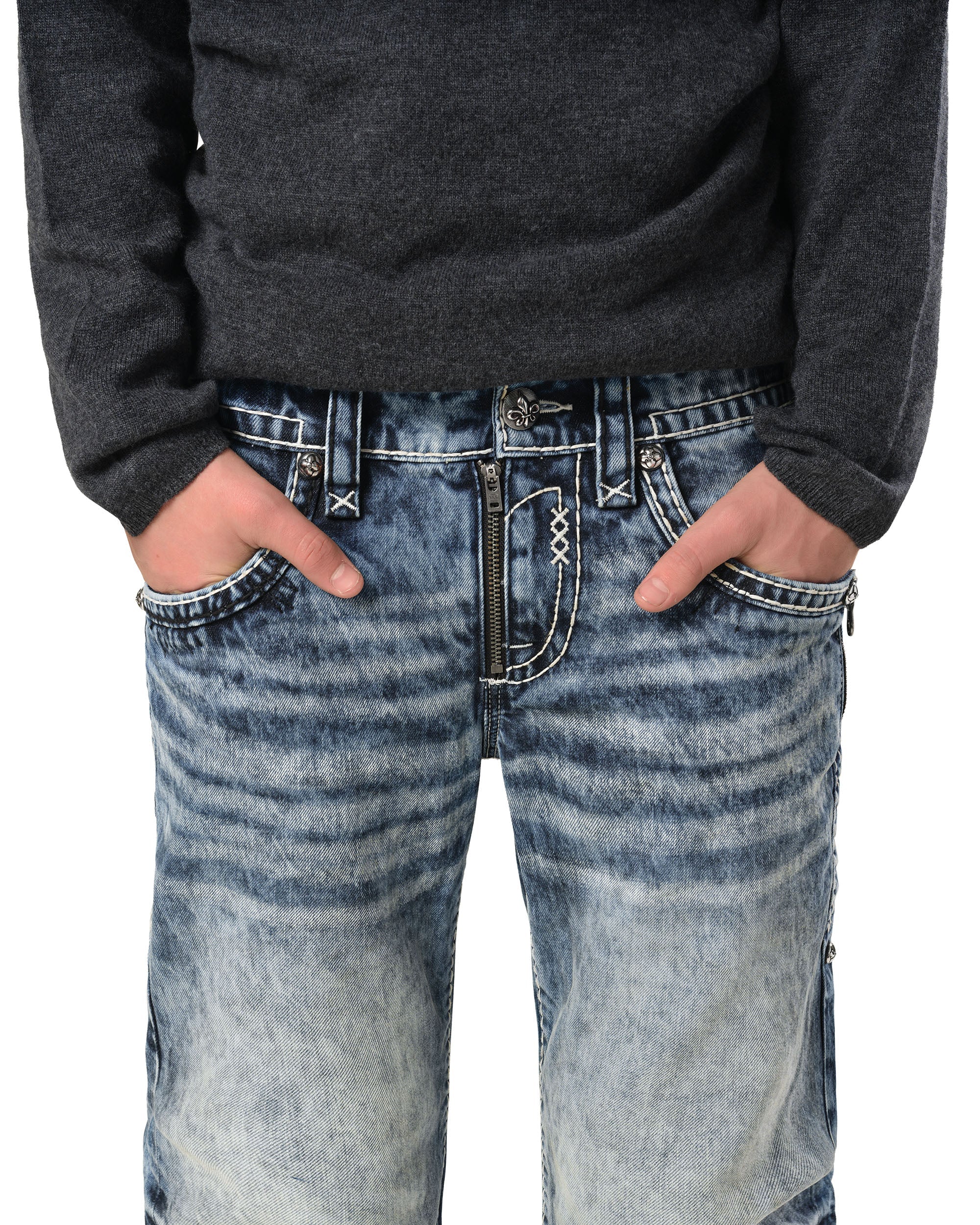 Rock revival bleach slim denim