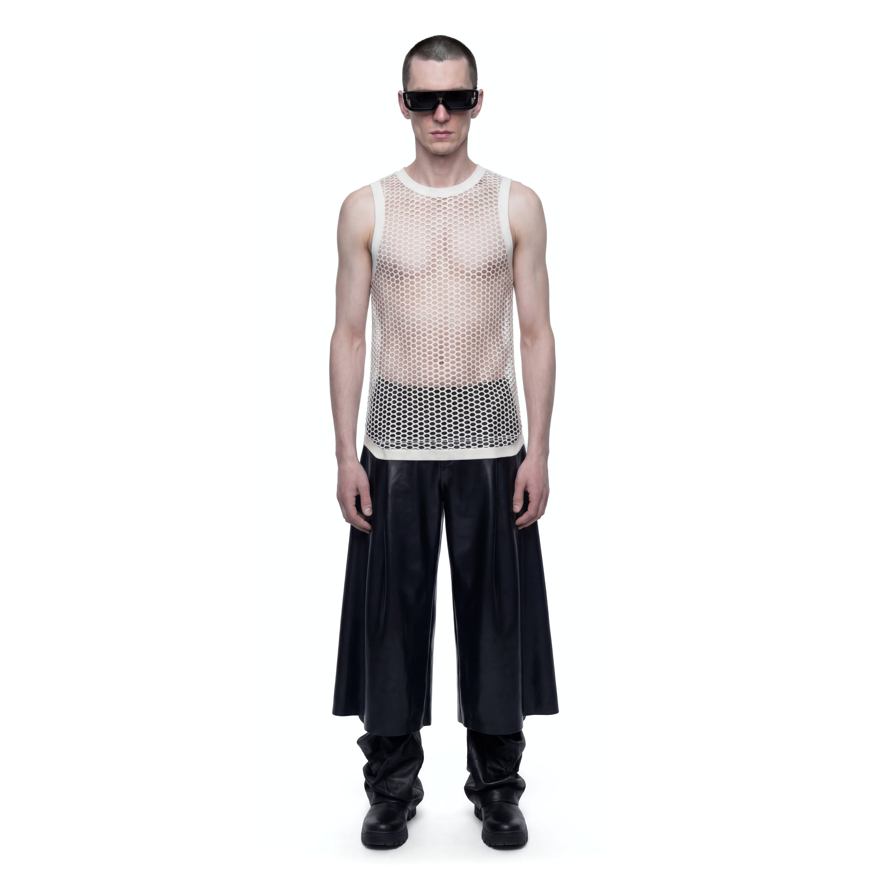 Latex pleated trousers
