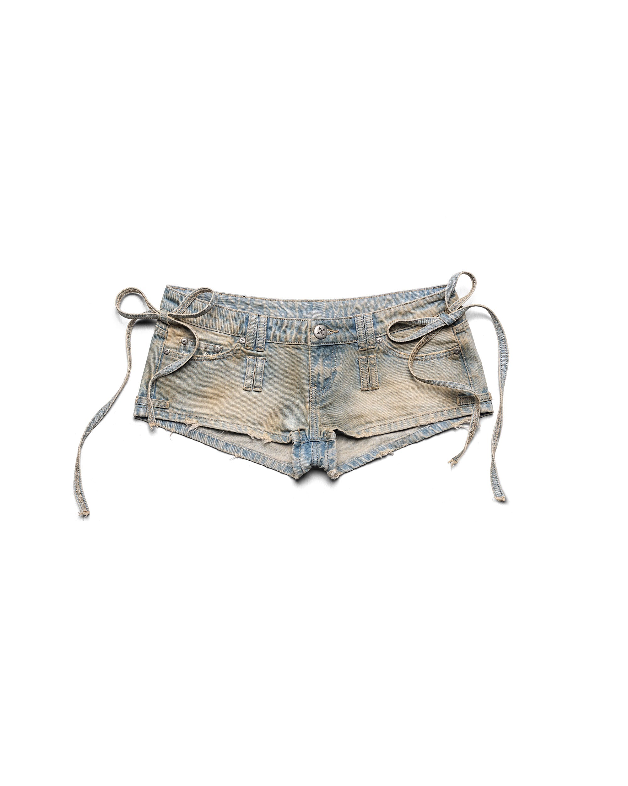 Micro denim transformer shorts