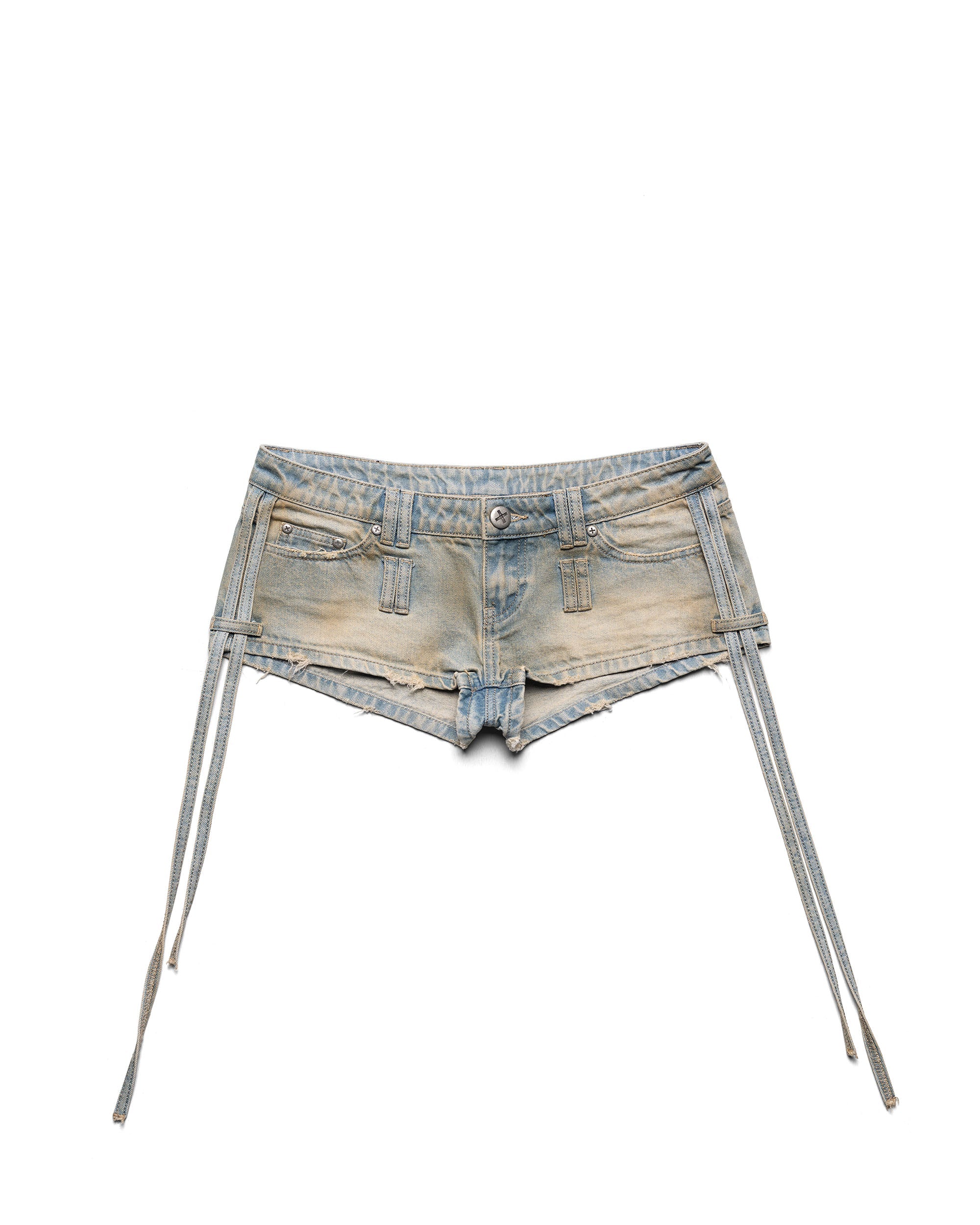 Micro denim transformer shorts
