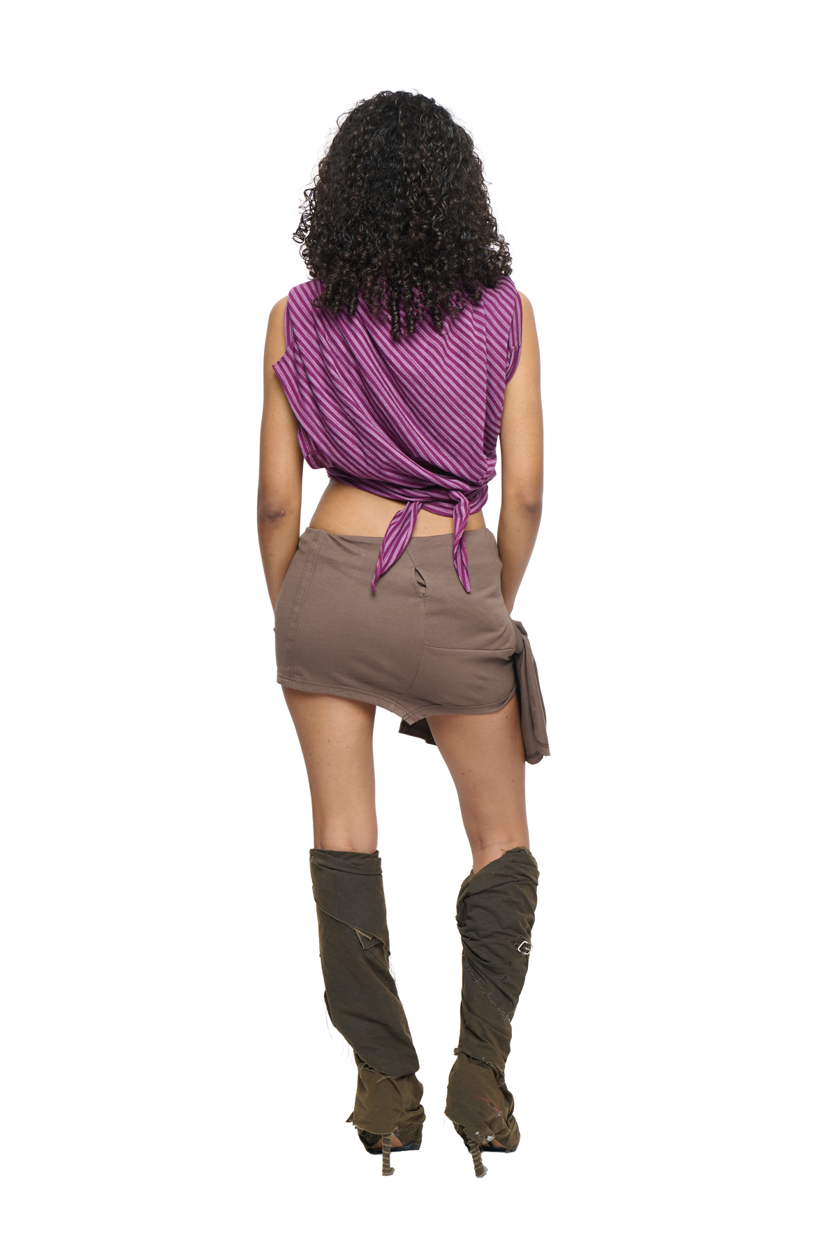 Milano scrunch t-shirt - purple stripe
