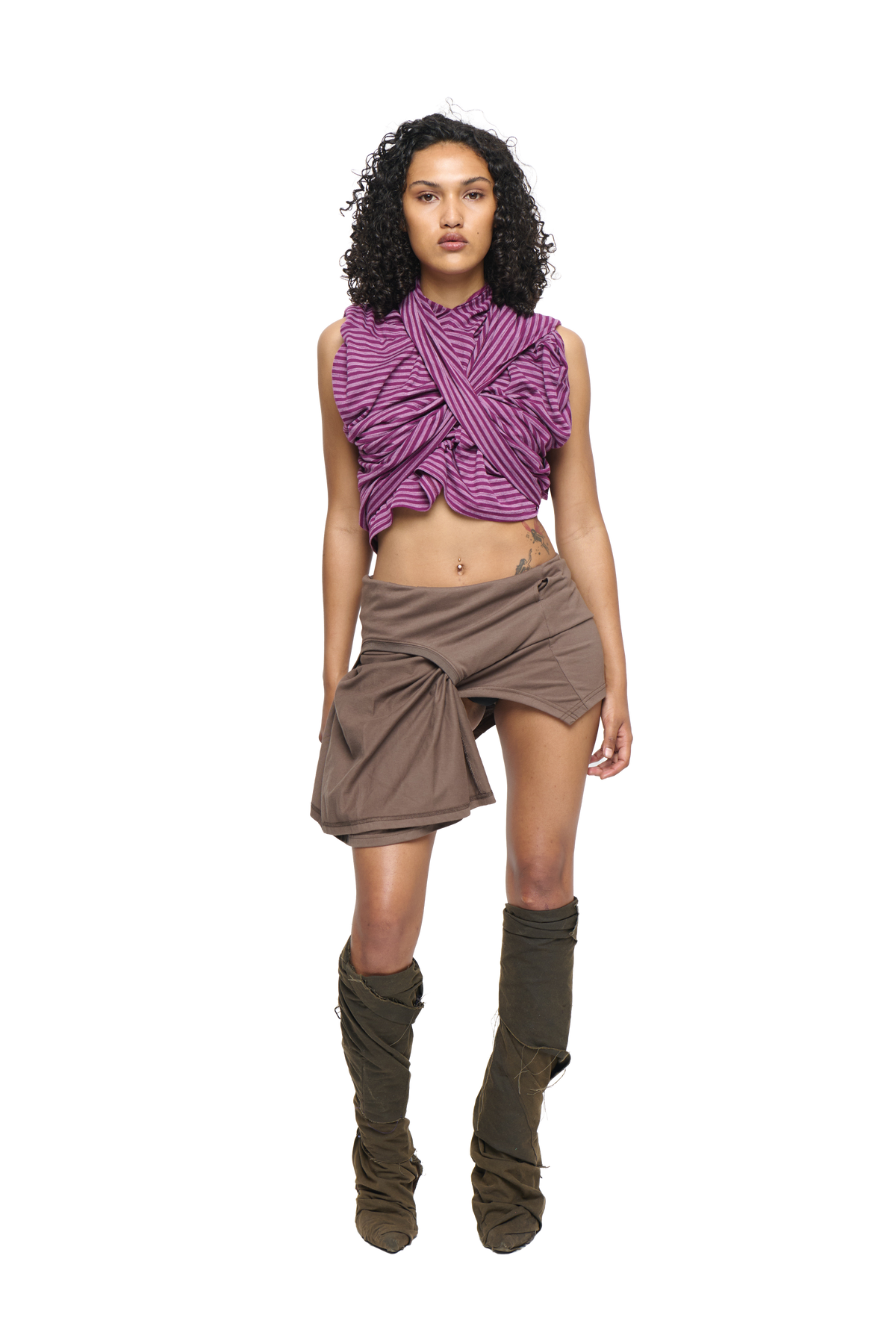 Milano scrunch t-shirt - purple stripe