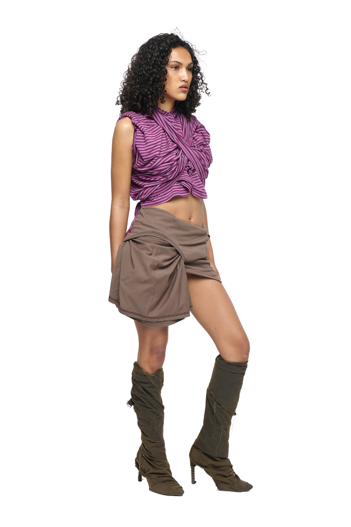 Milano scrunch t-shirt - purple stripe