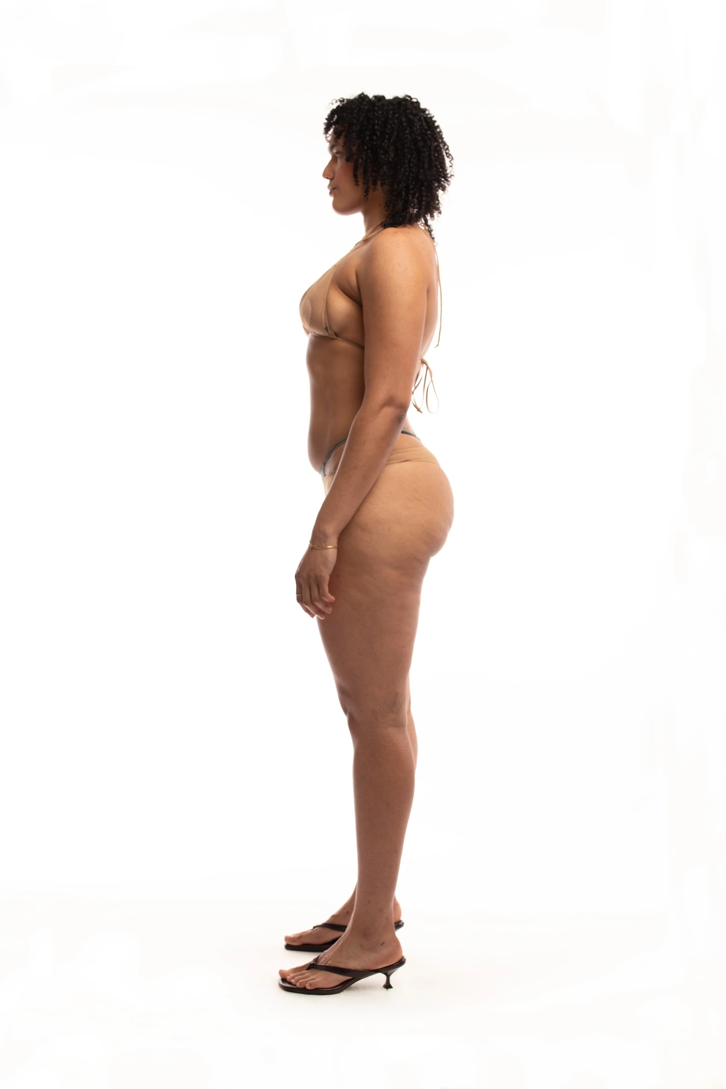 Mini transparent bikini top - earth tones