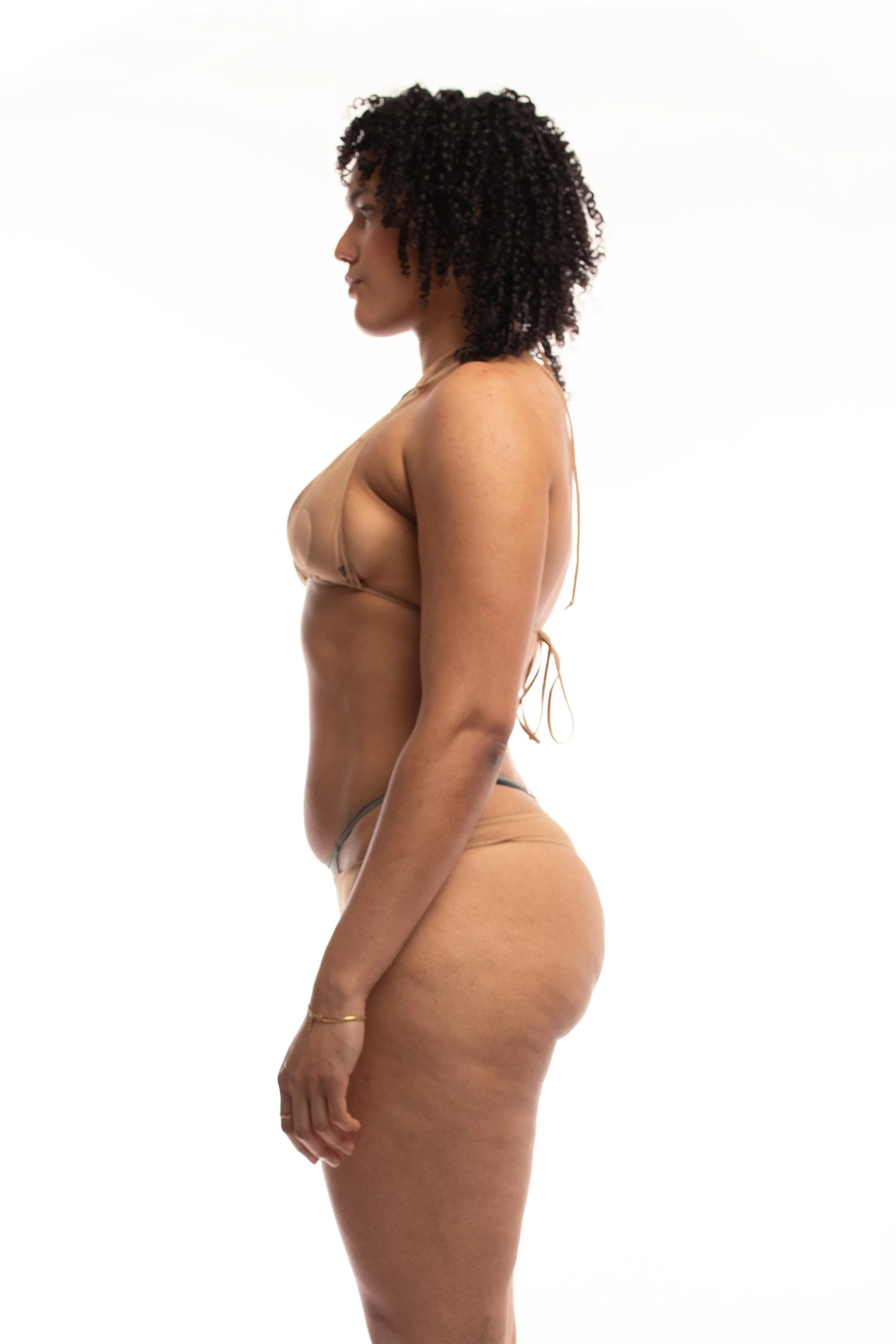 Mini transparent bikini top - earth tones
