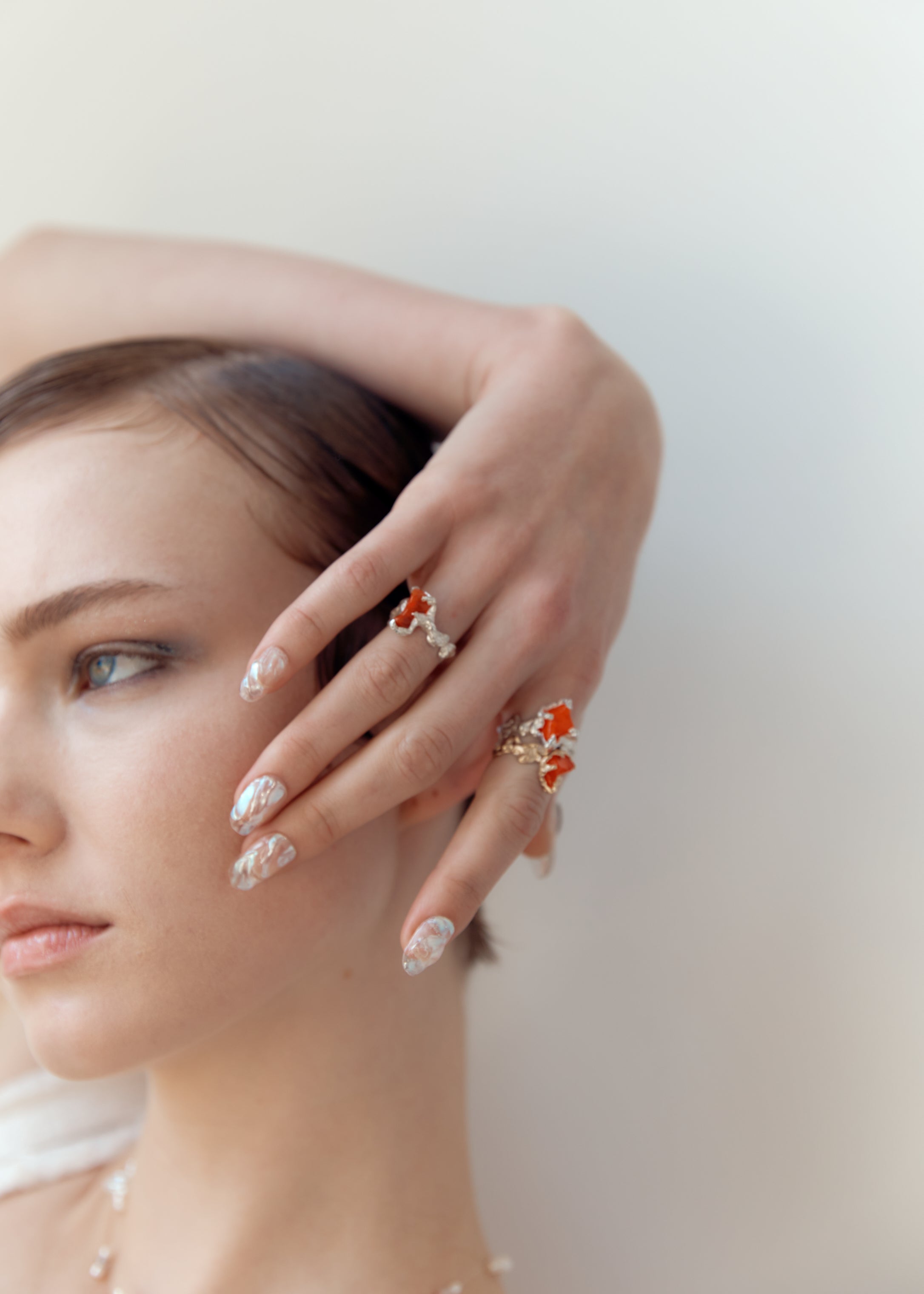 Ignite ring - mexican opal - orange/silver