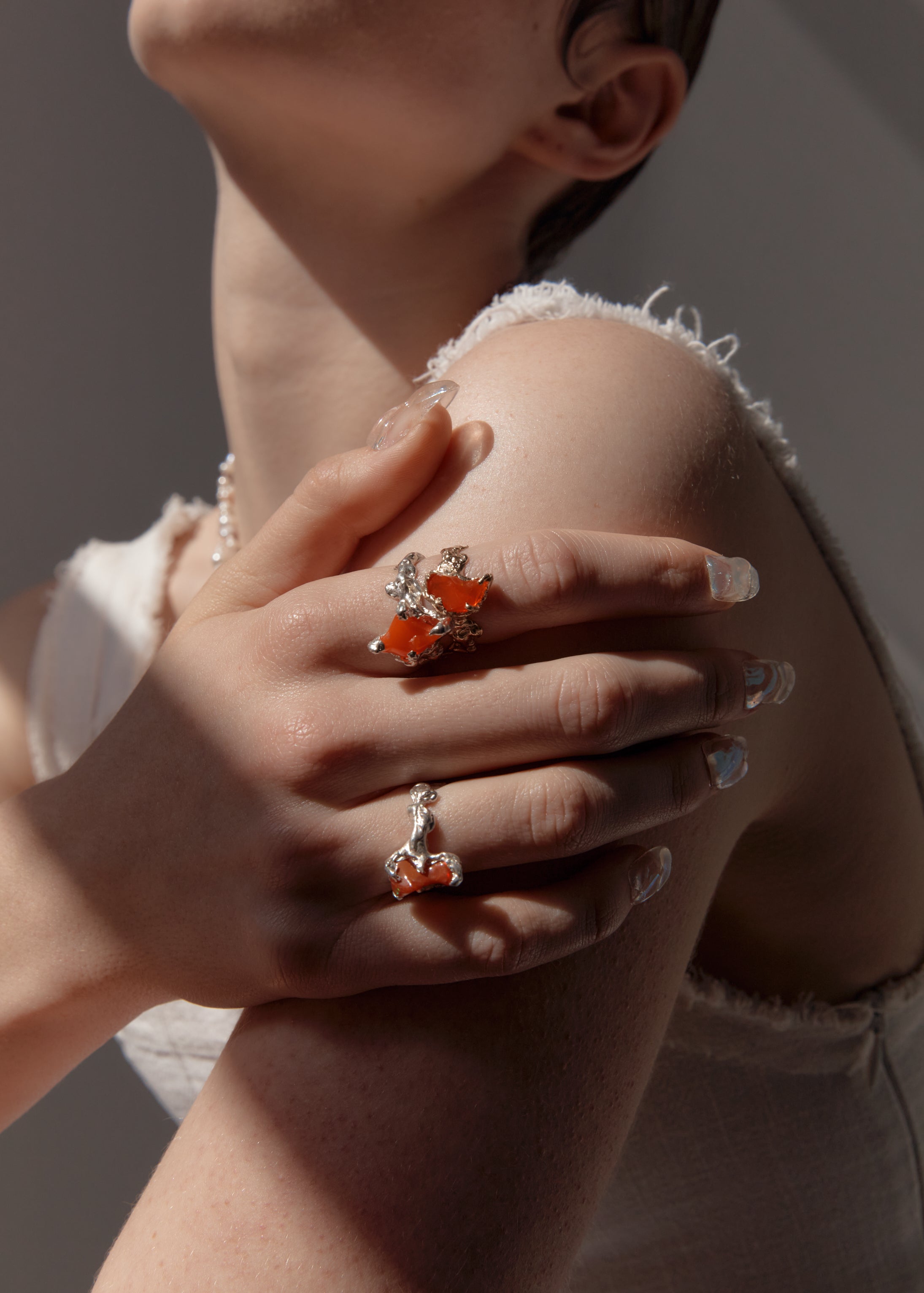 Ignite ring - mexican opal - orange/silver