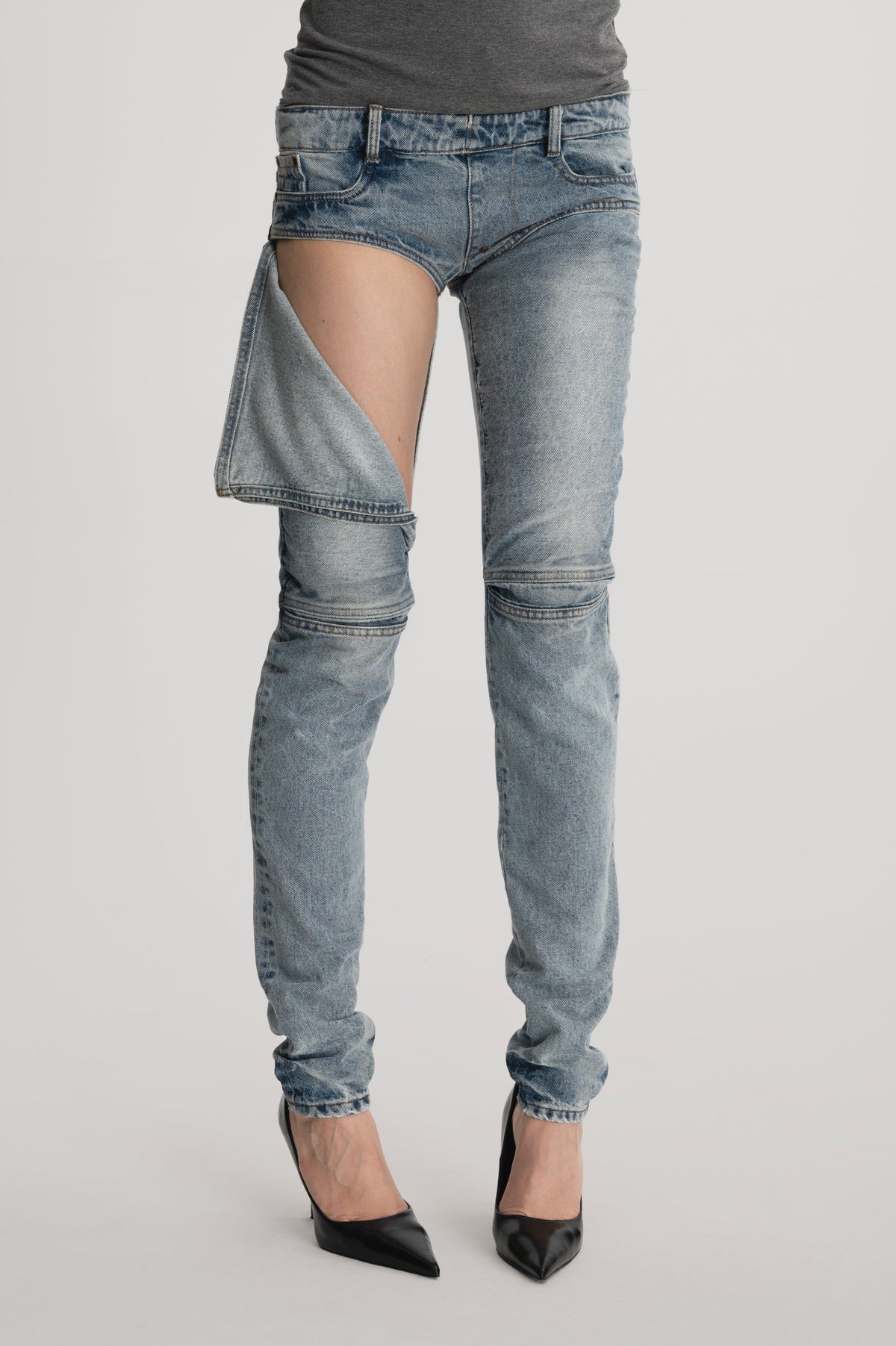 Panel skinny jeans - blue stone