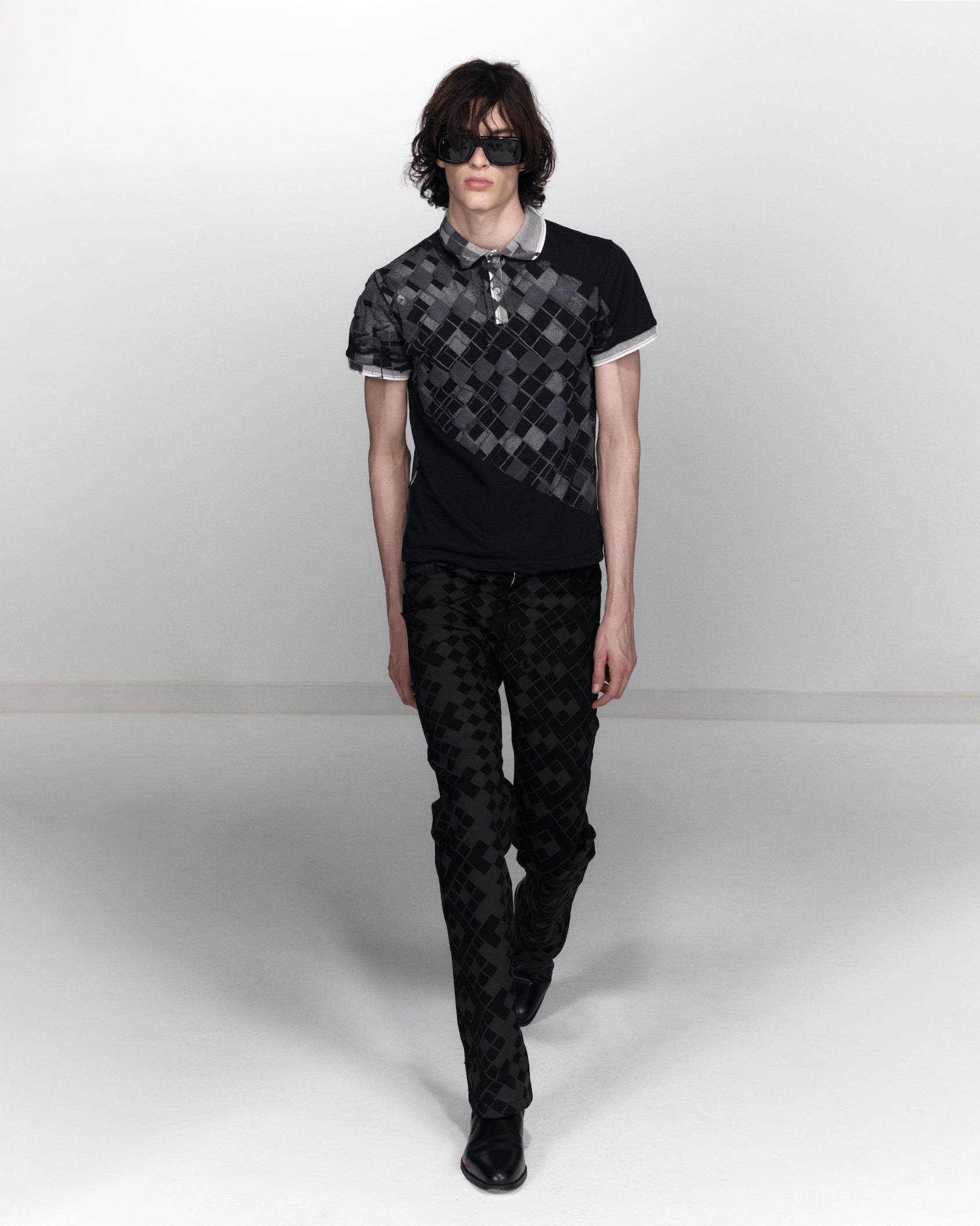 Grid trousers - black