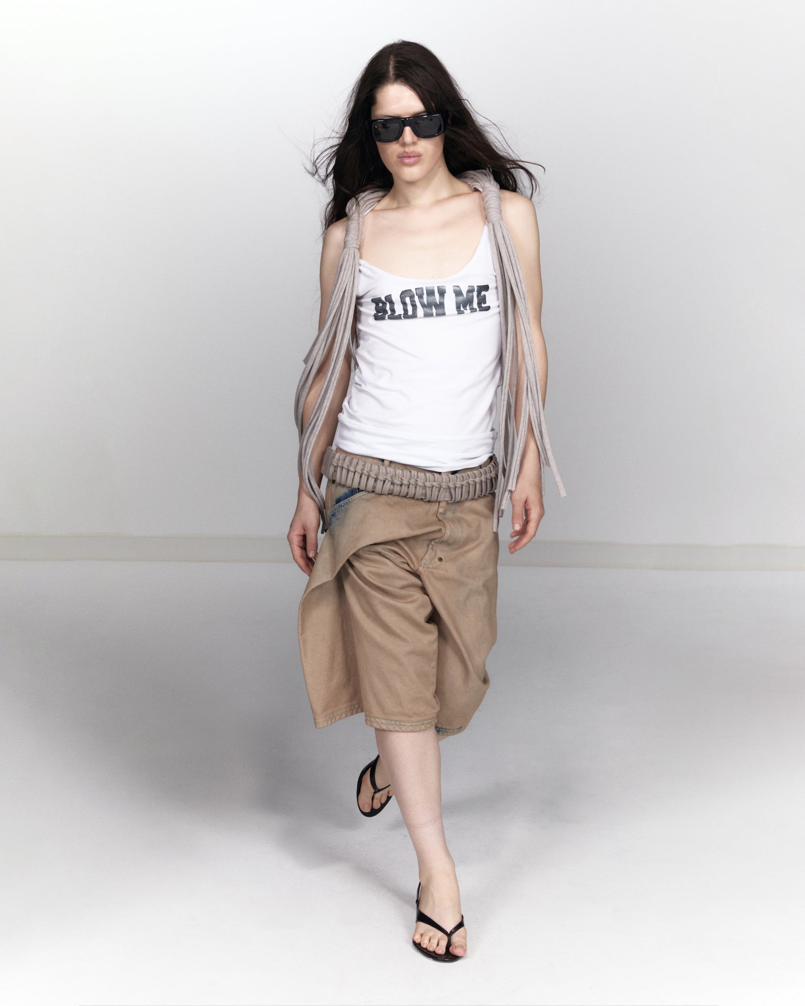 Braided strap - sand grey