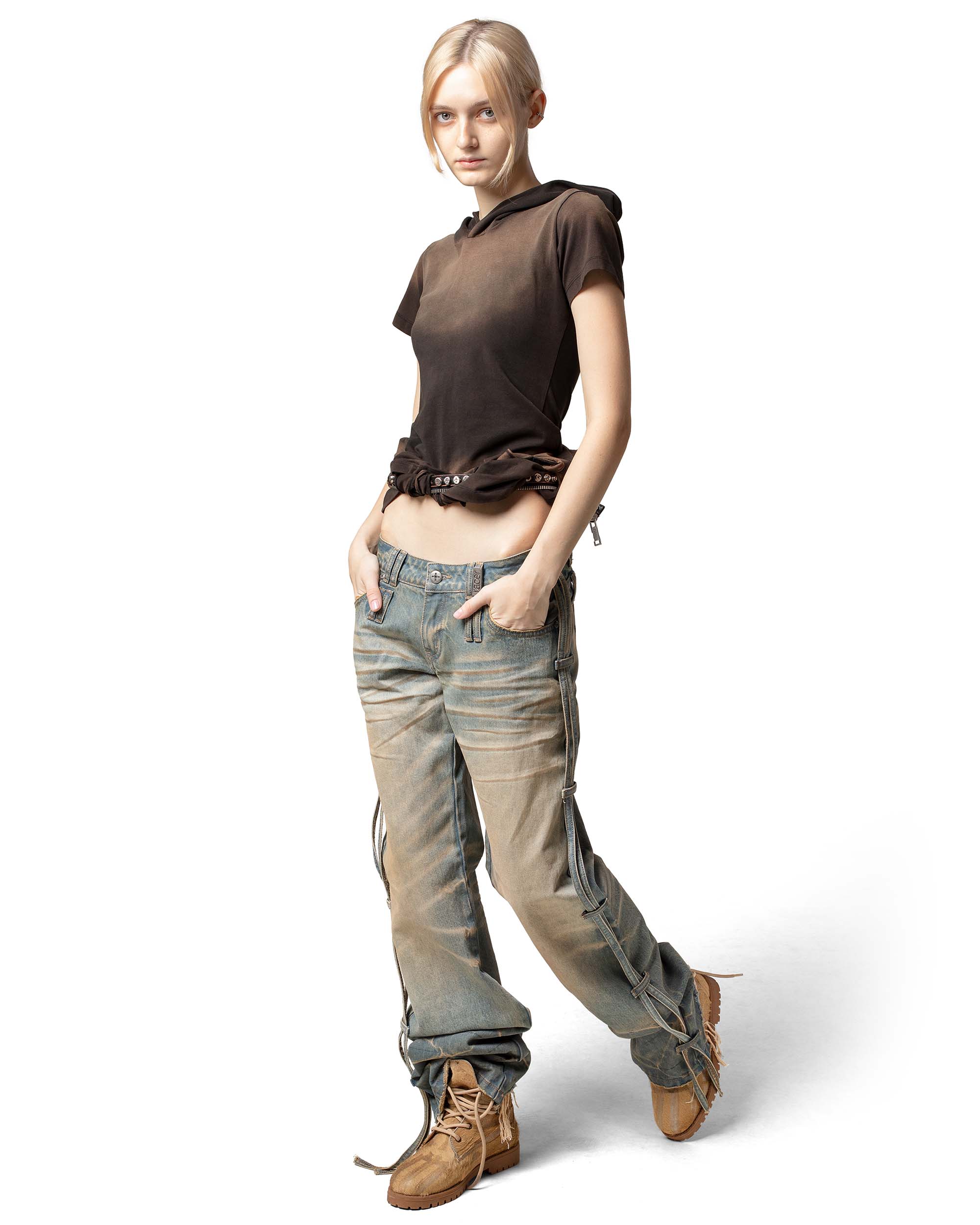 Light blue transformer track denim