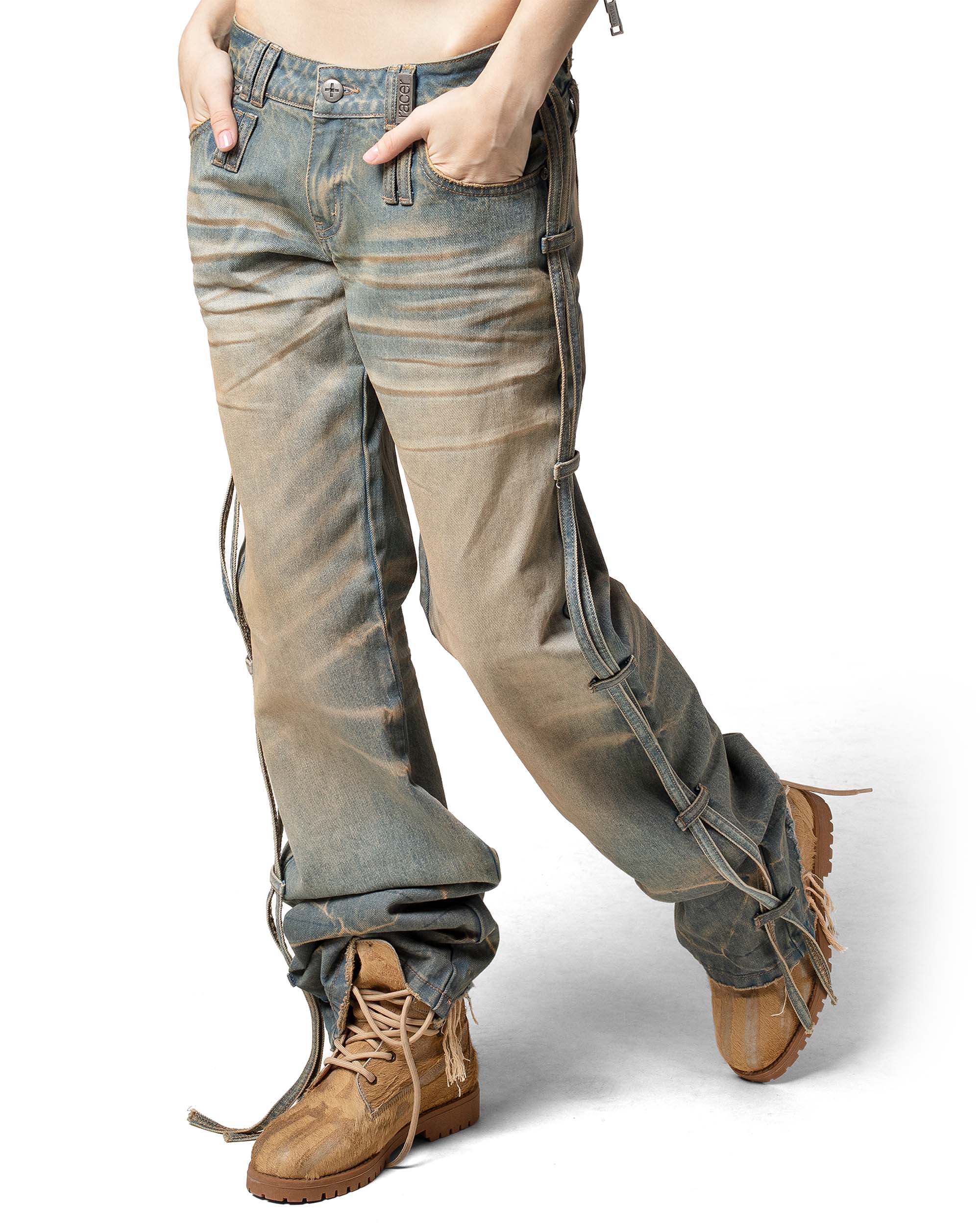 Light blue transformer track denim