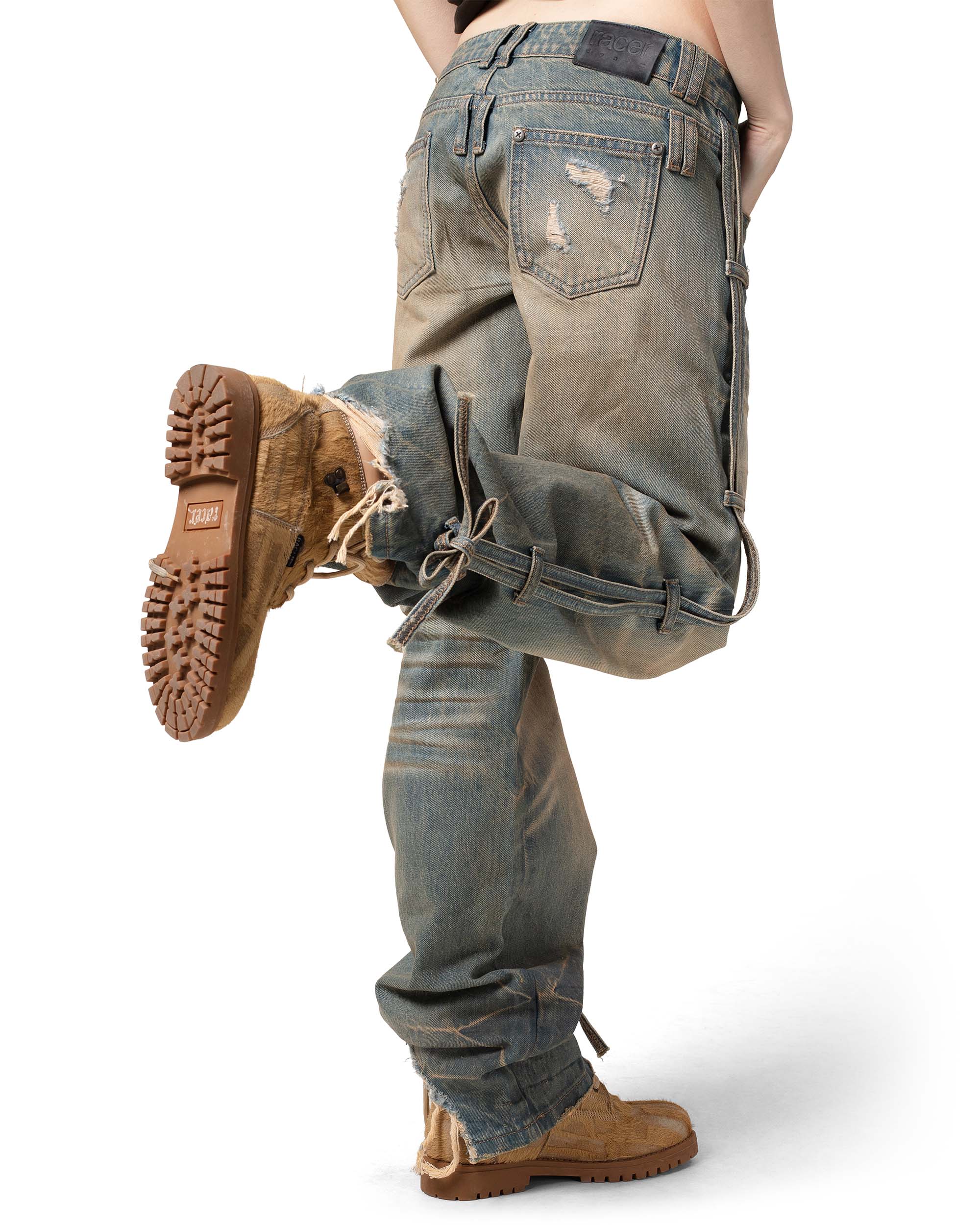 Light blue transformer track denim