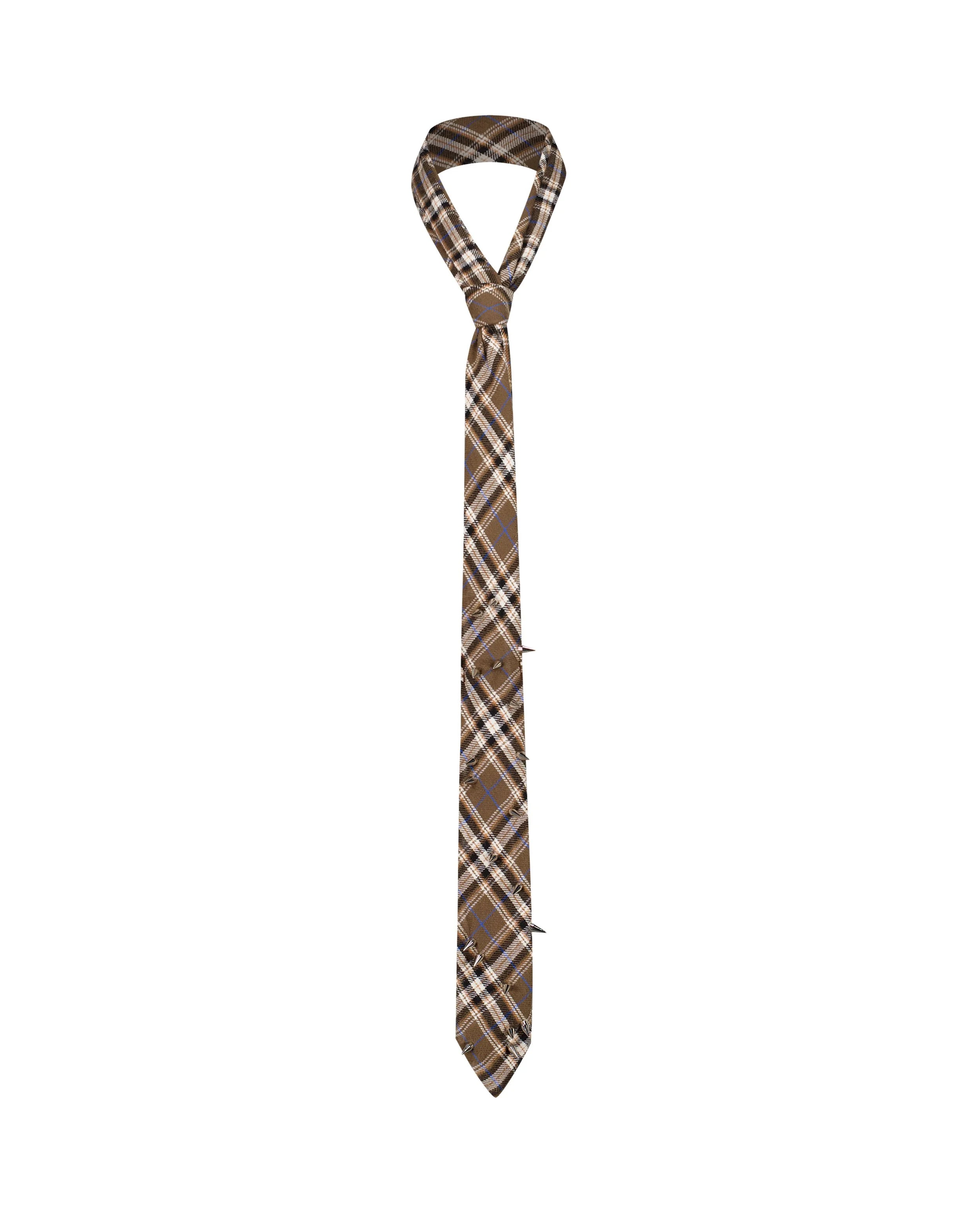 Cravate tartan marron