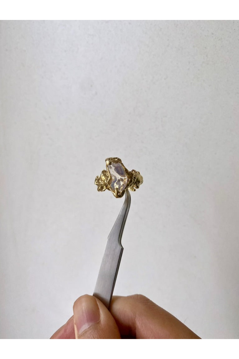 Ignite ring - mexican opal - clear/gold