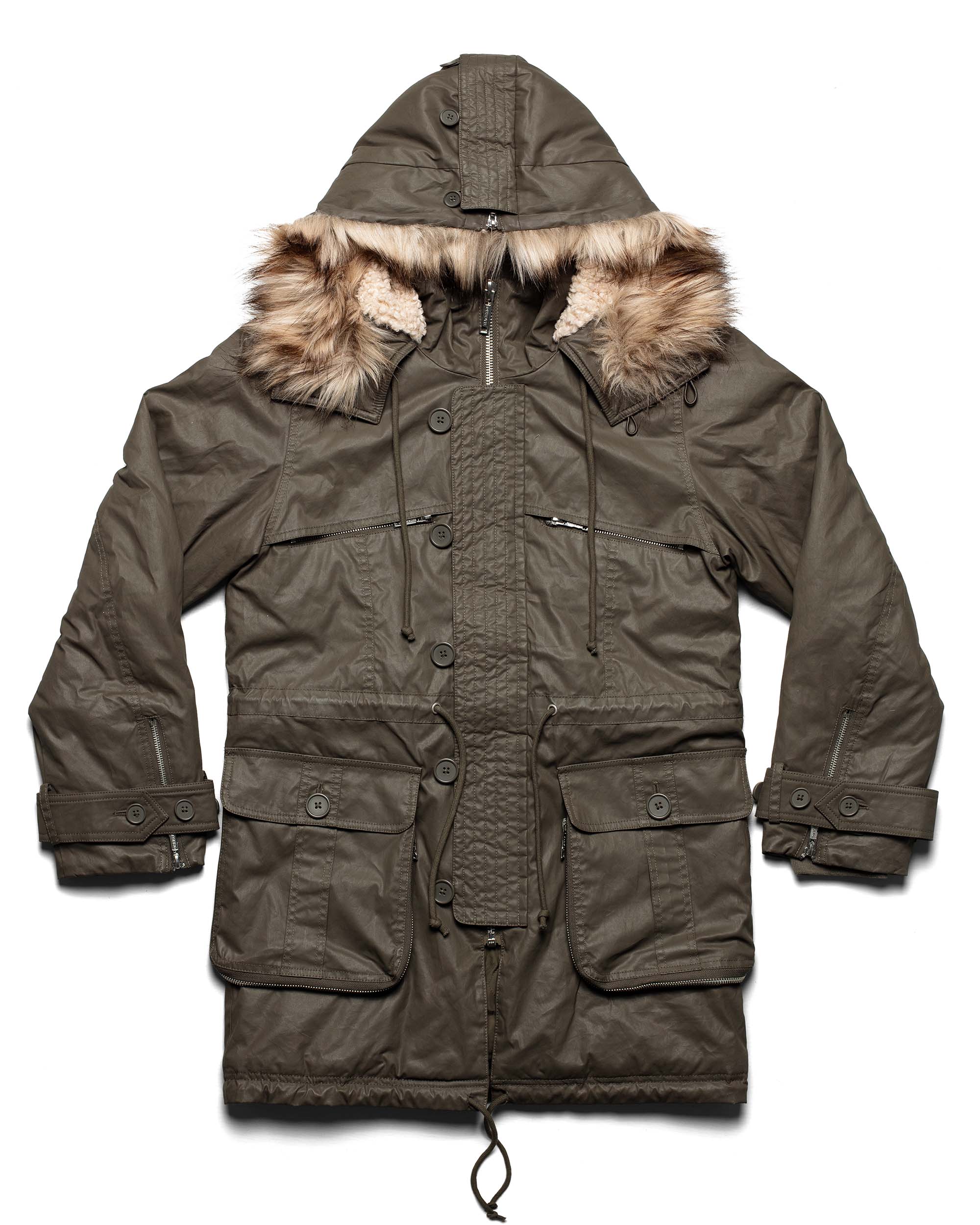 Waxed parka jacket