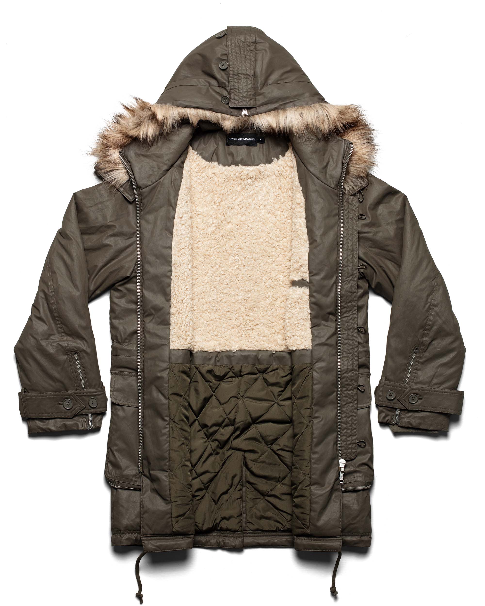 Waxed parka jacket
