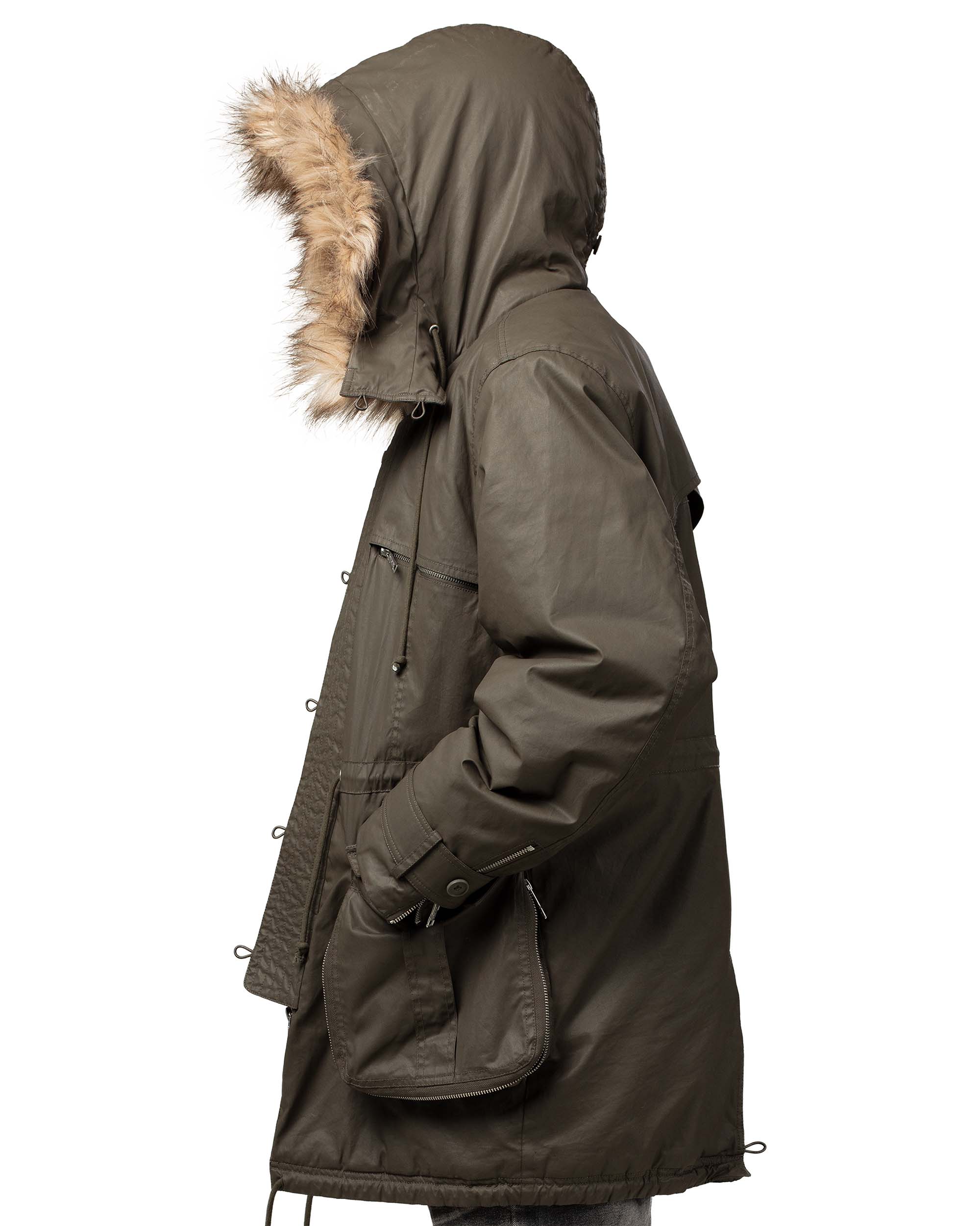 Waxed parka jacket