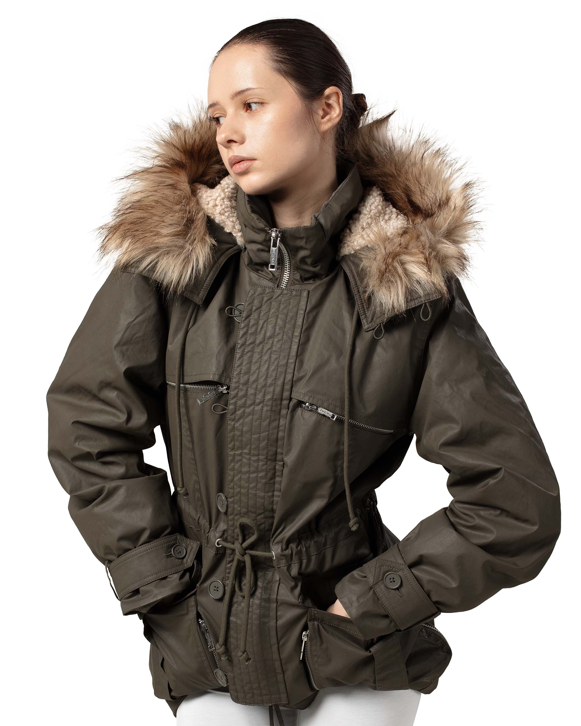 Waxed parka jacket