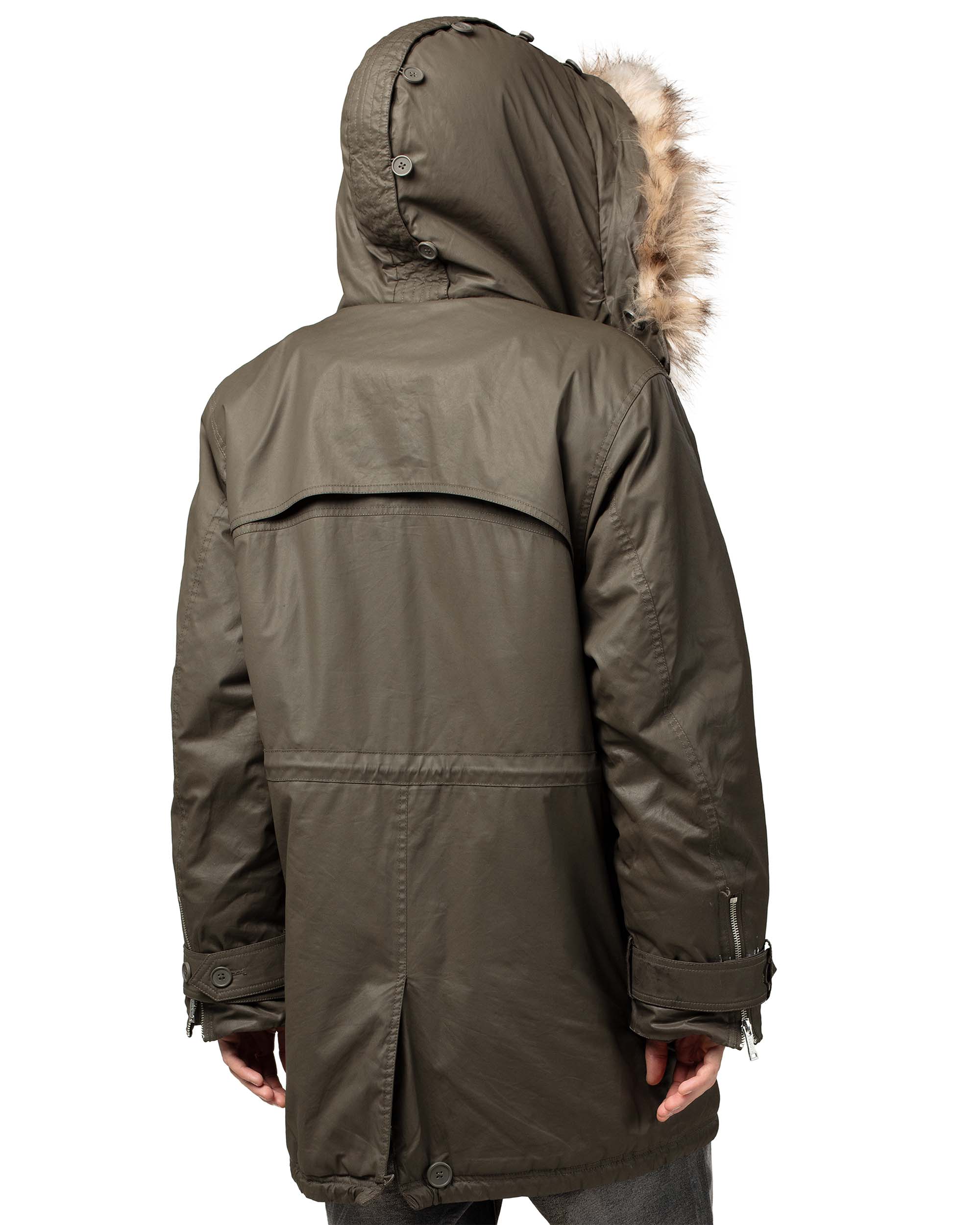 Waxed parka jacket